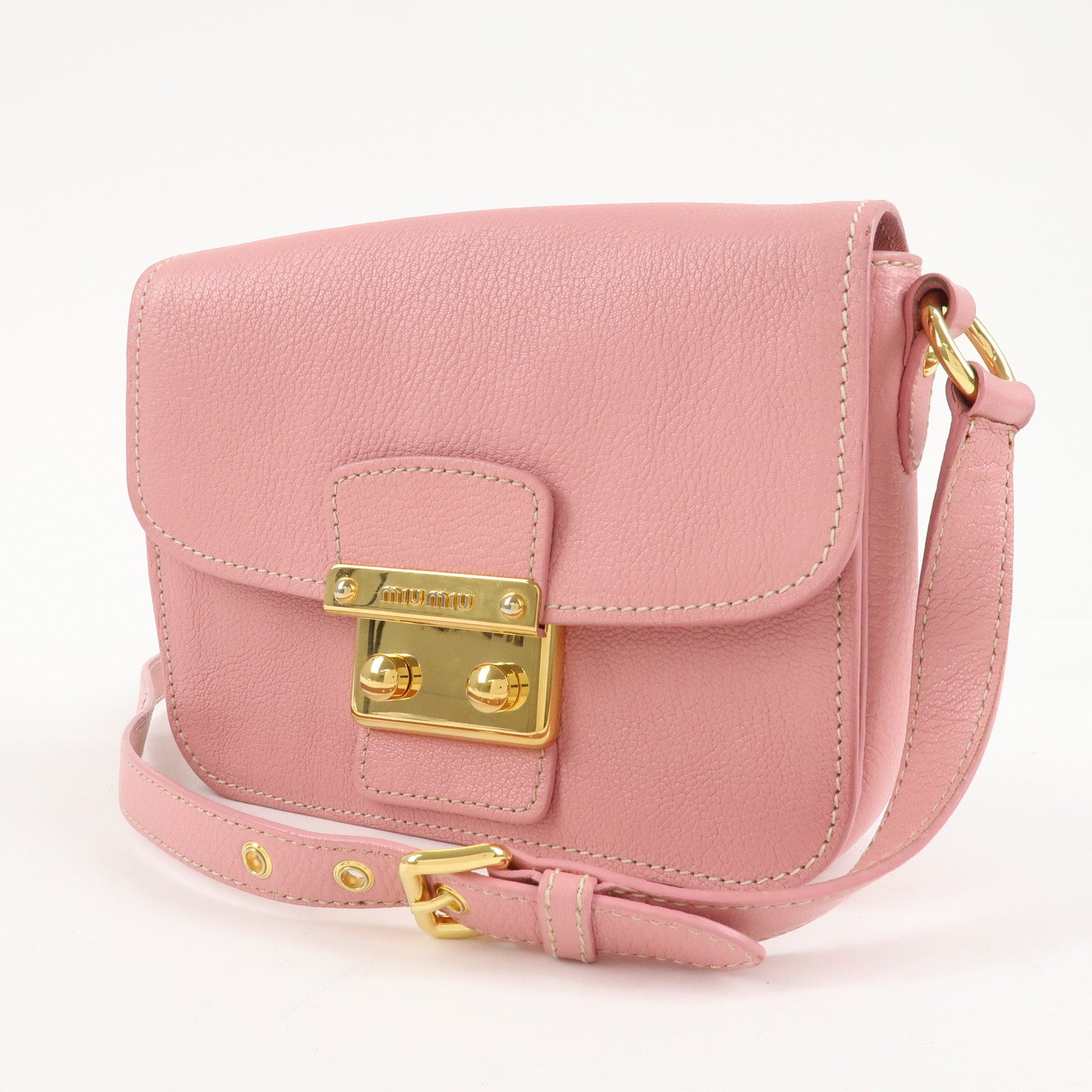 MIU MIU Leather Shoulder Bag Pink RTC460