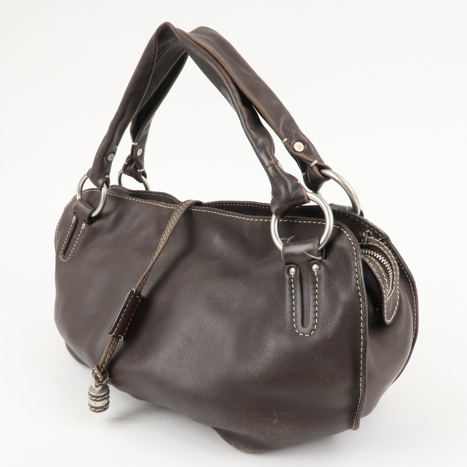 CELINE Leather Bitter Sweet Shoulder Bag Hand Bag Brown Used