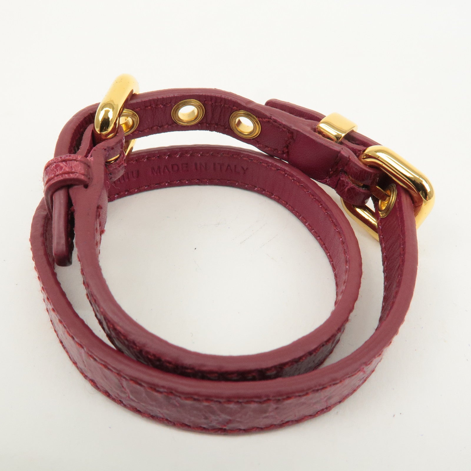 MIU MIU Leather Heart Bracelet Pink Gold HDW