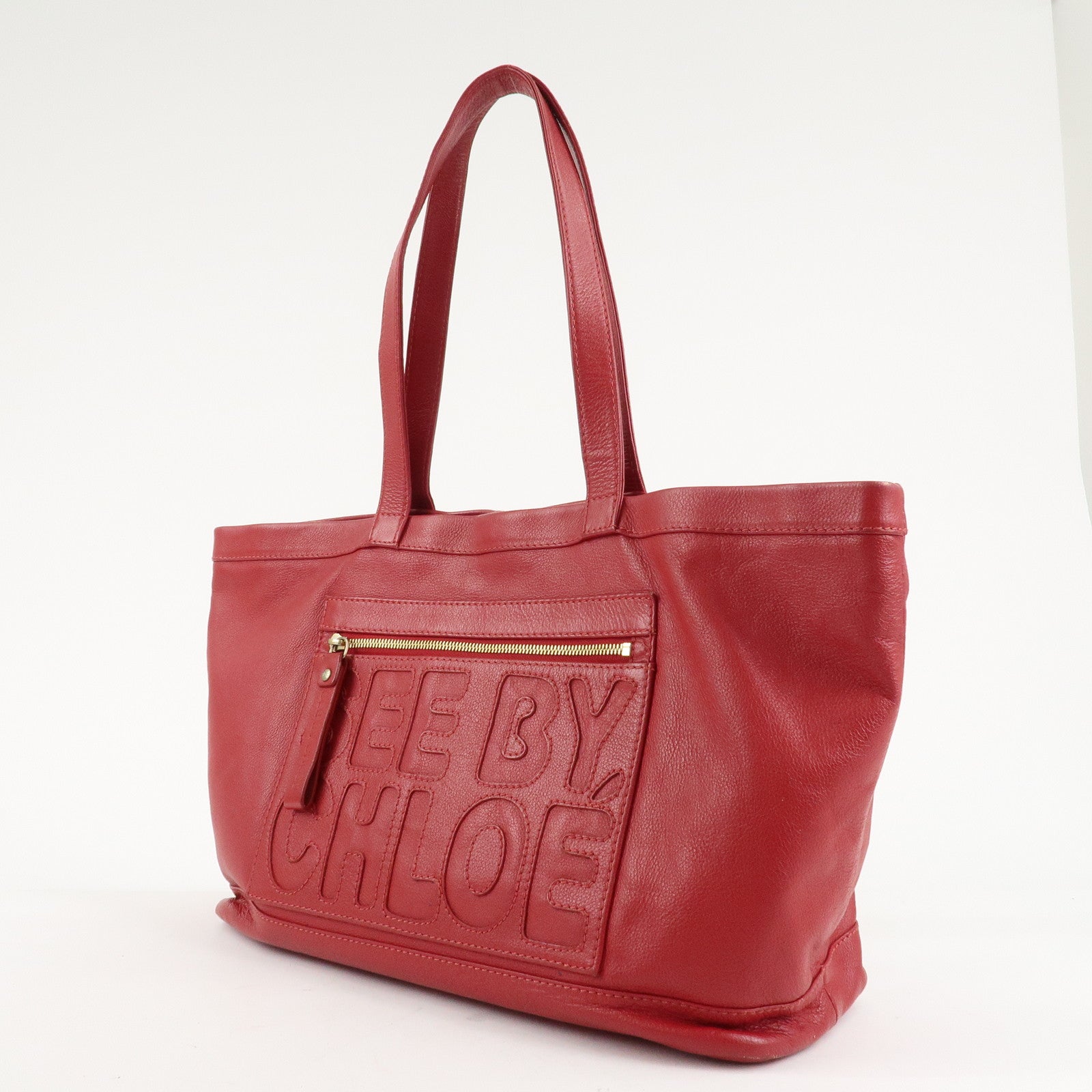 Chloe See By Chloe Leather Tote Bag Shoulder Bag Red