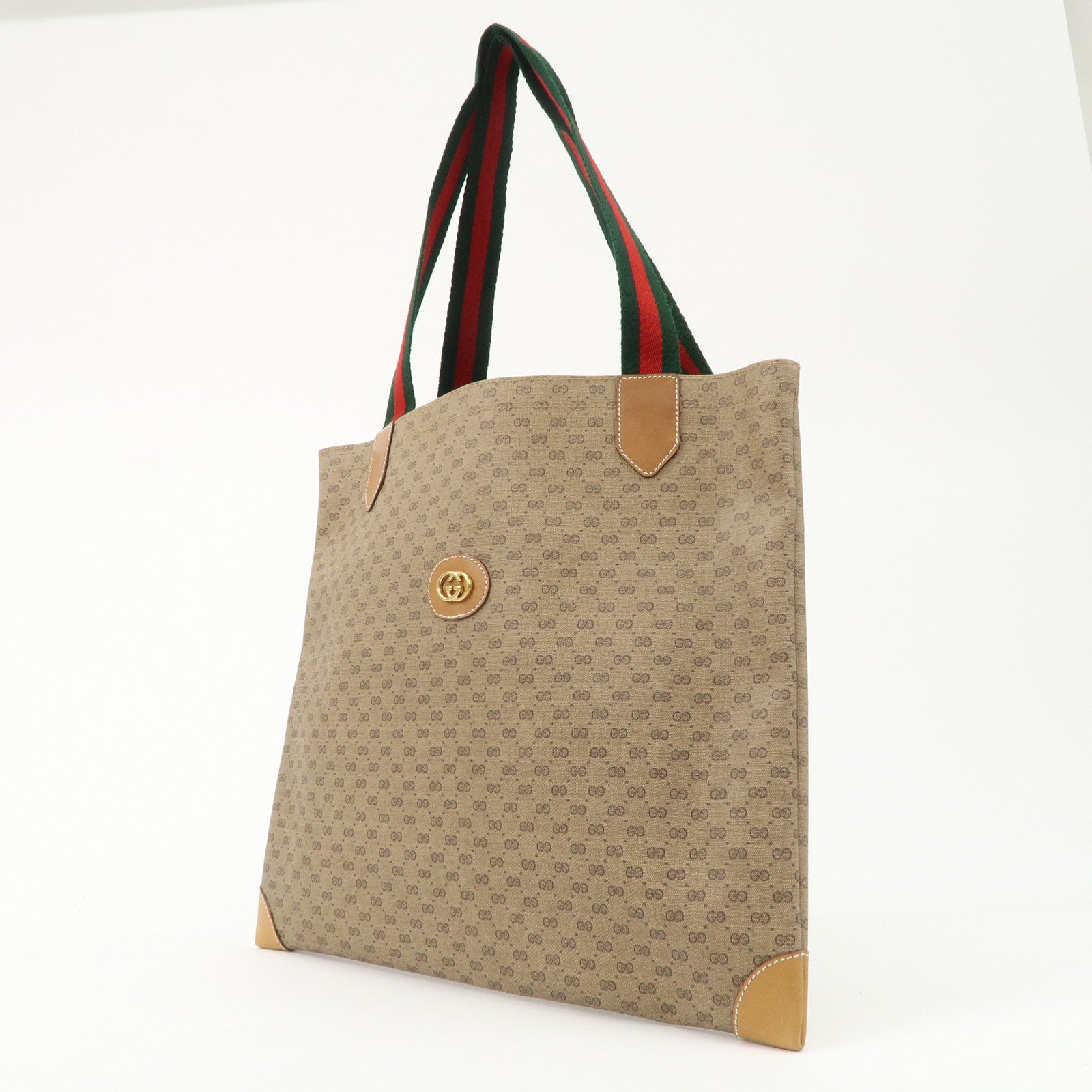 GUCCI Micro GG Sherry PVC Leather Tote Bag Beige 002.63.0048