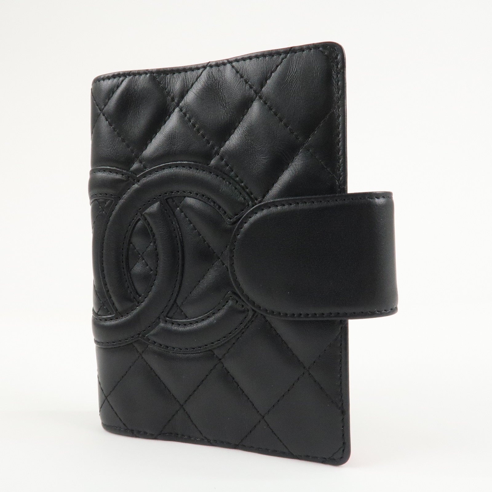 CHANEL Cambon Line Lamb Skin Planner Cover Black A13505