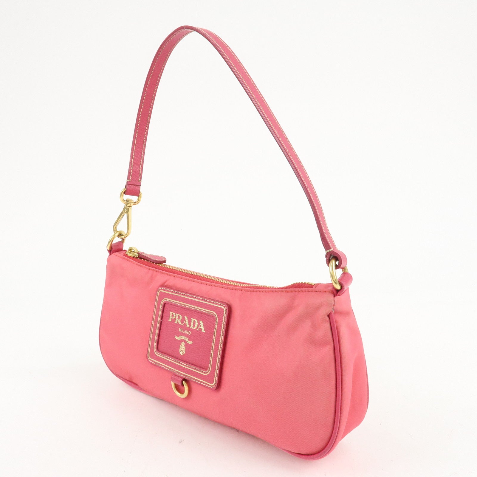 PRADA Nylon Saffiano Leather Shoulder Bag Hand Bag Pink