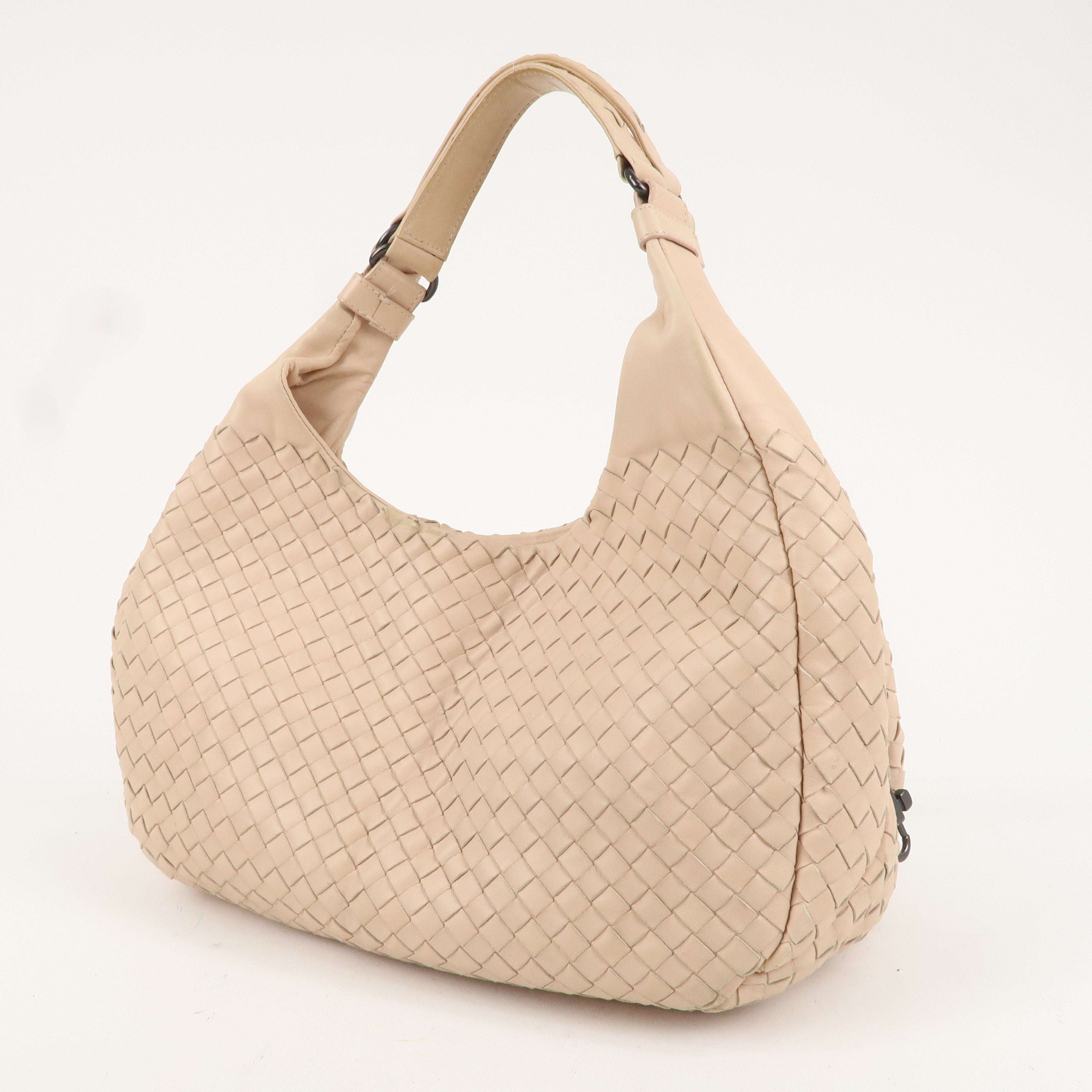 BOTTEGA VENETA Intrecciato Leather Shoulder Bag Pink Beige 125787