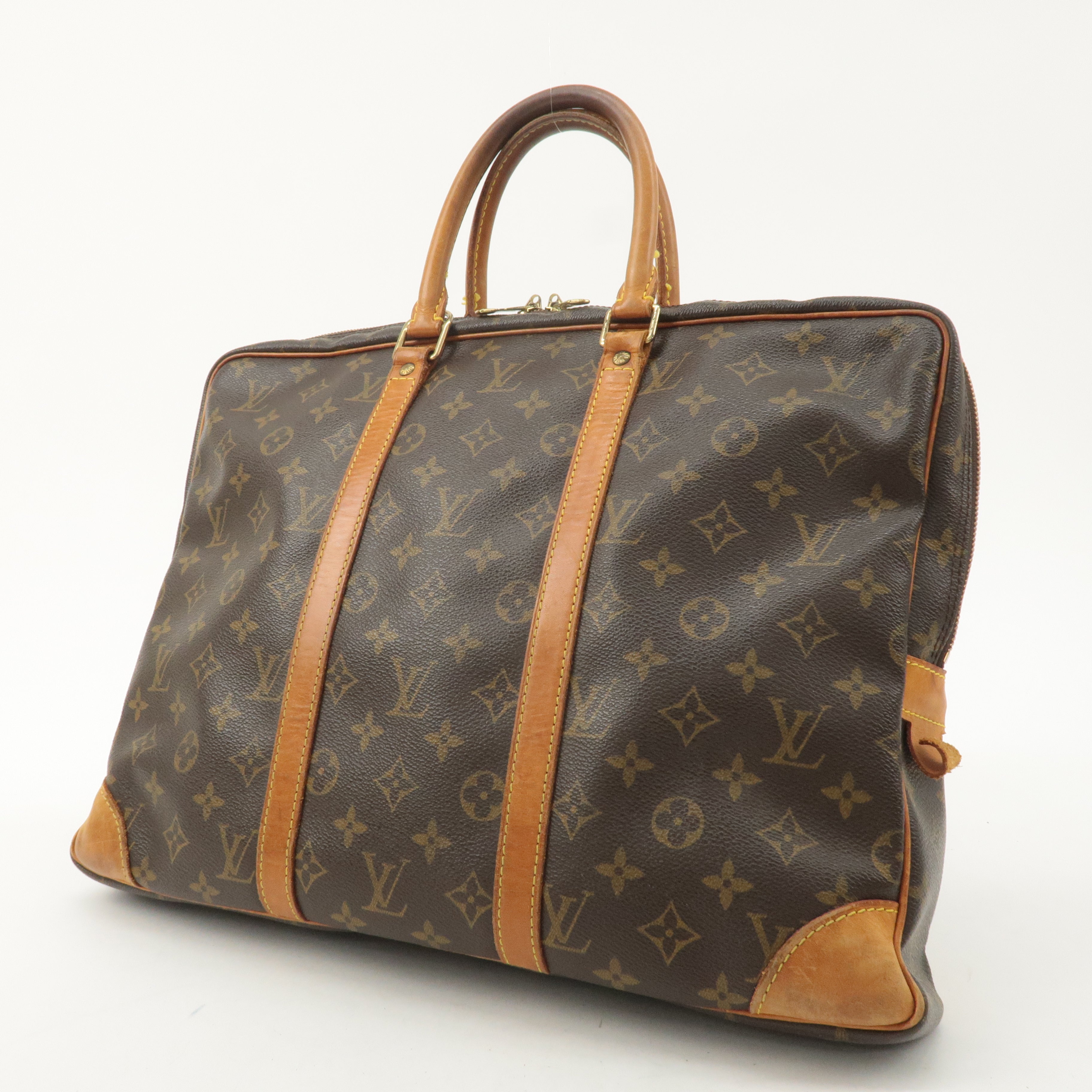 Louis Vuitton Monogram Porte Documents Voyage Bag Brown M53361