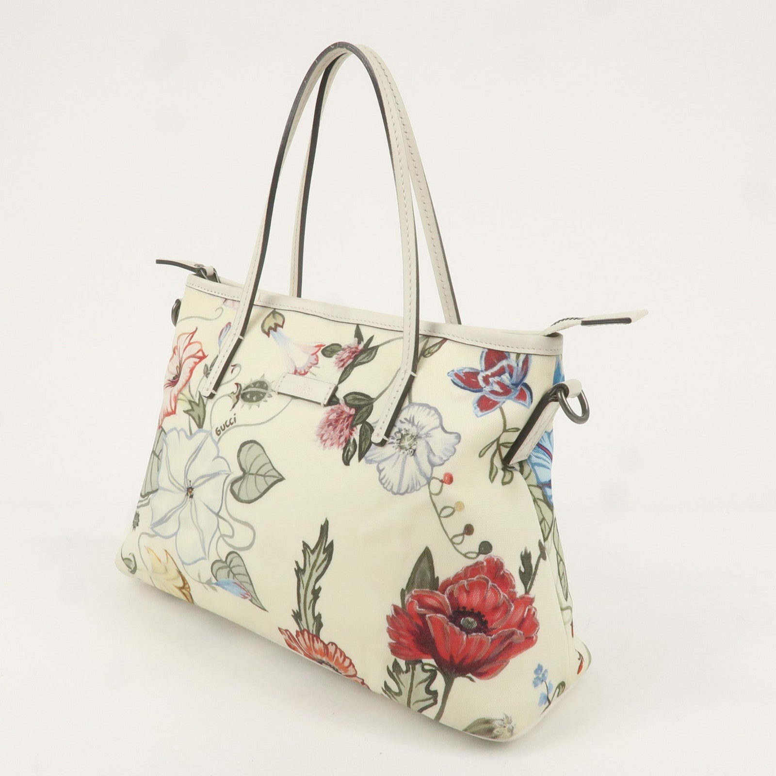 GUCCI Flora Canvas Leather 2WAY Bag Hand Bag 353440