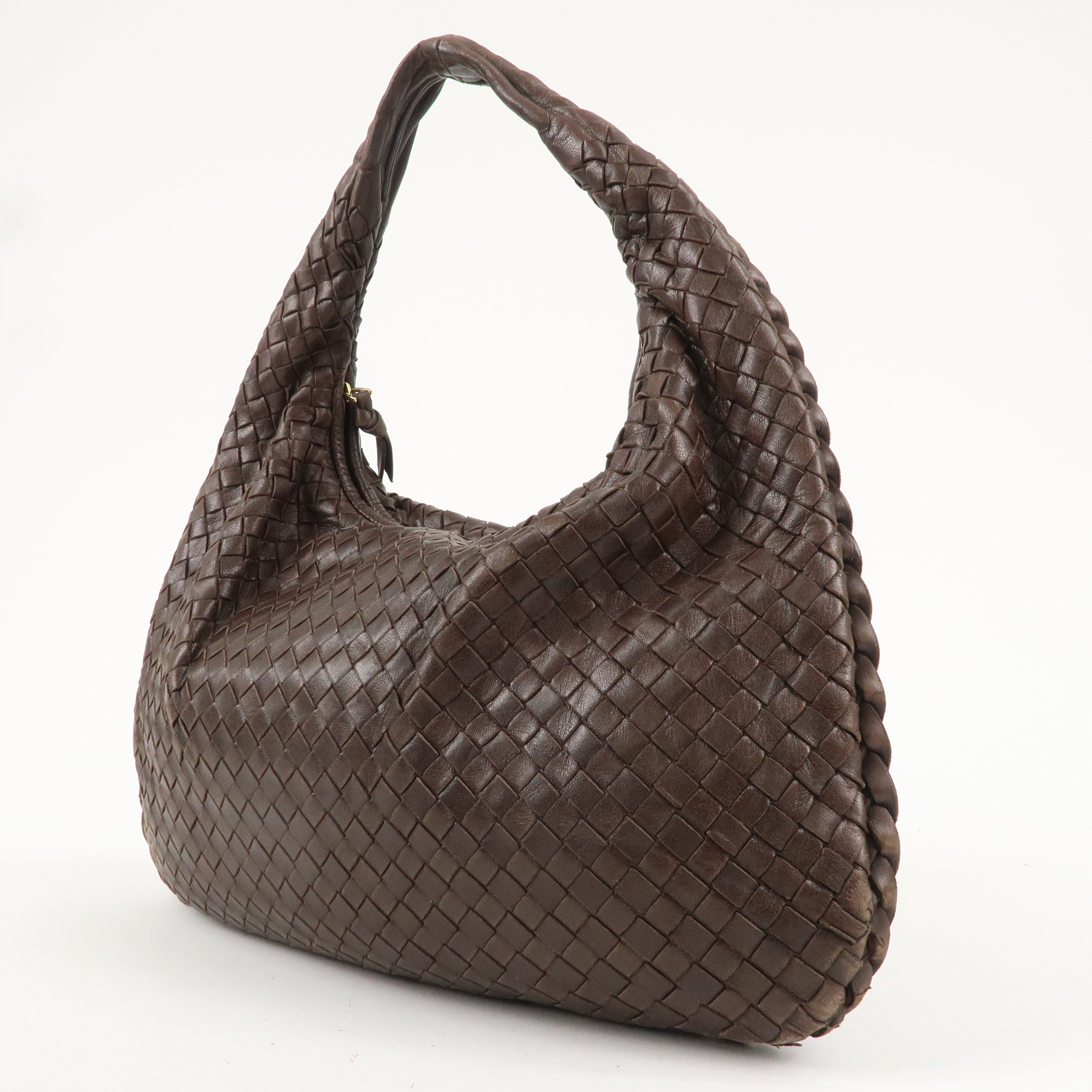 BOTTEGA VENETA Hobo Intrecciato Leather Shoulder Bag Brown 115653