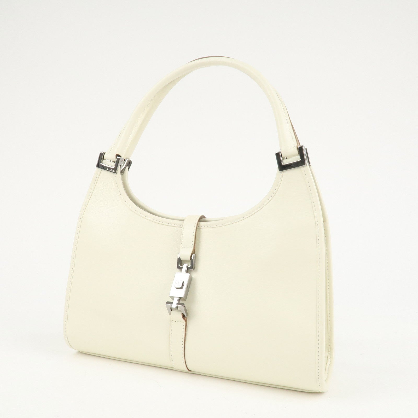 GUCCI Jackie Leather Shoulder Bag Hand Bag White 1721 Used