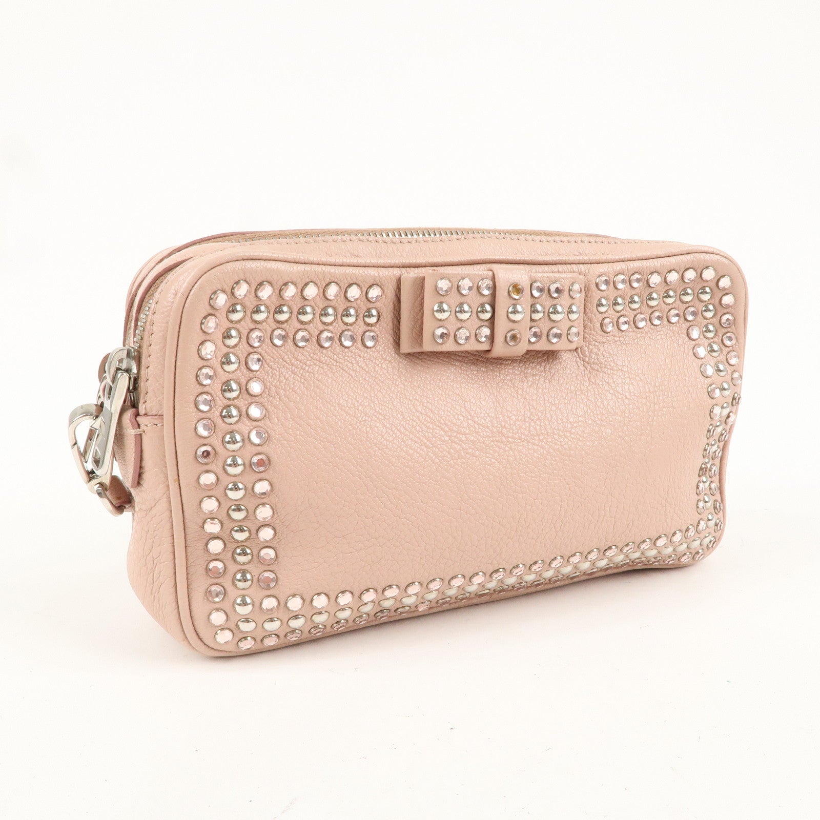 MIU MIU Leather Bijoux Shoulder Bag Crossbody Bag Pink