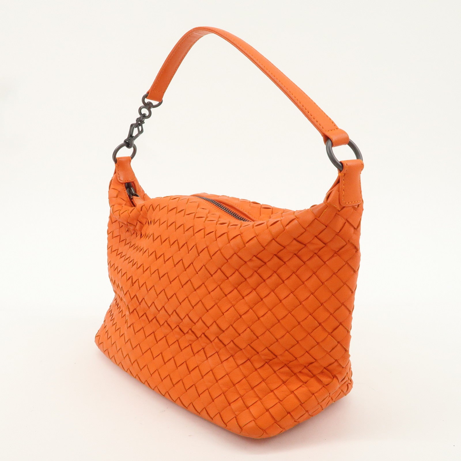 BOTTEGA VENETA Intrecciato Leather Shoulder Bag Orange 239988