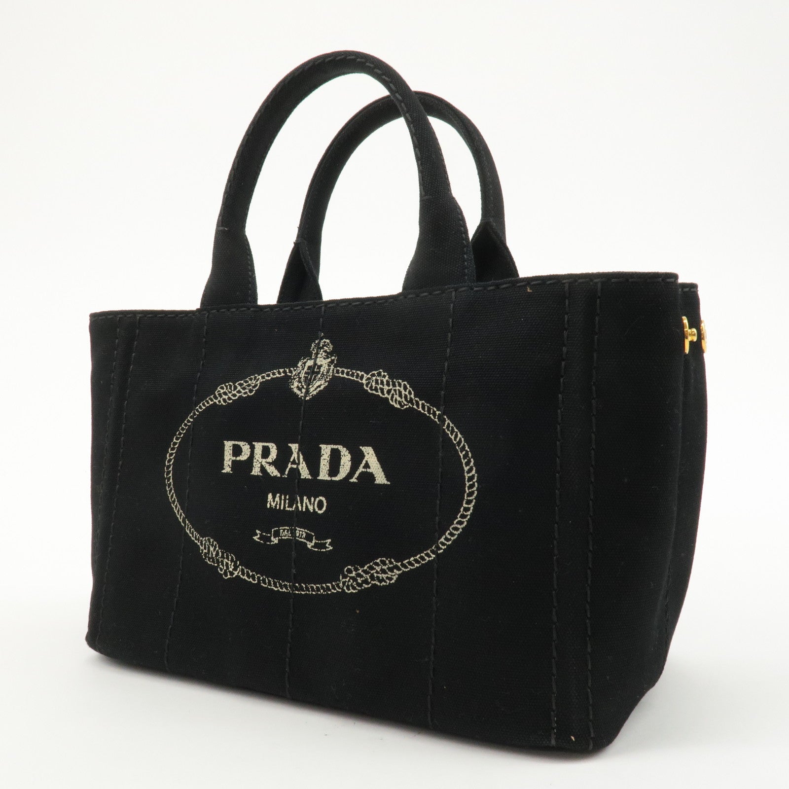 PRADA Canapa Mini Canvas 2Way Bag Shoulder Bag Black 1BG439