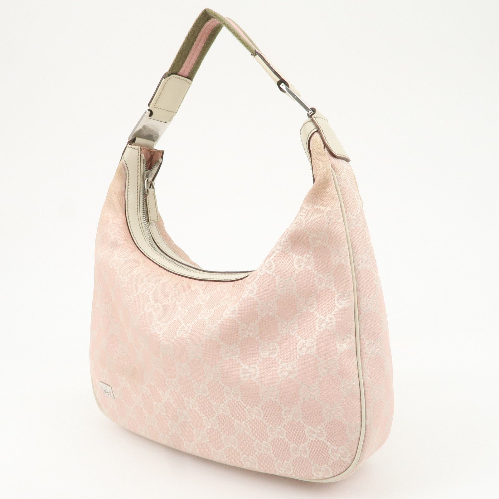 GUCCI Sherry Line GG Canvas Leather Shoulder Bag Pink 145757 Used