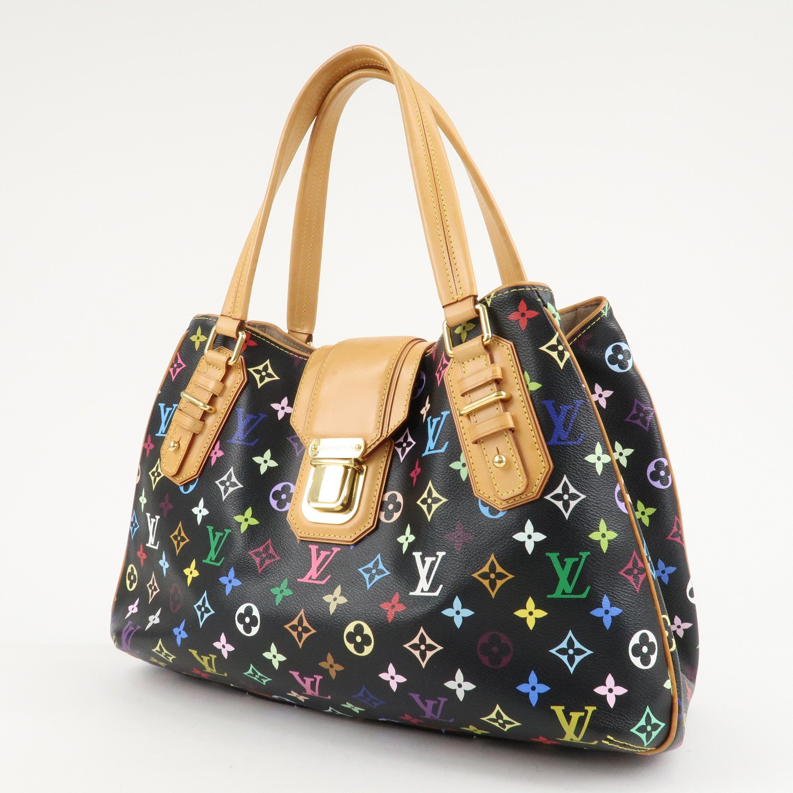 Louis Vuitton Monogram Multicolor Greet Hand Bag Noir M93555 Used