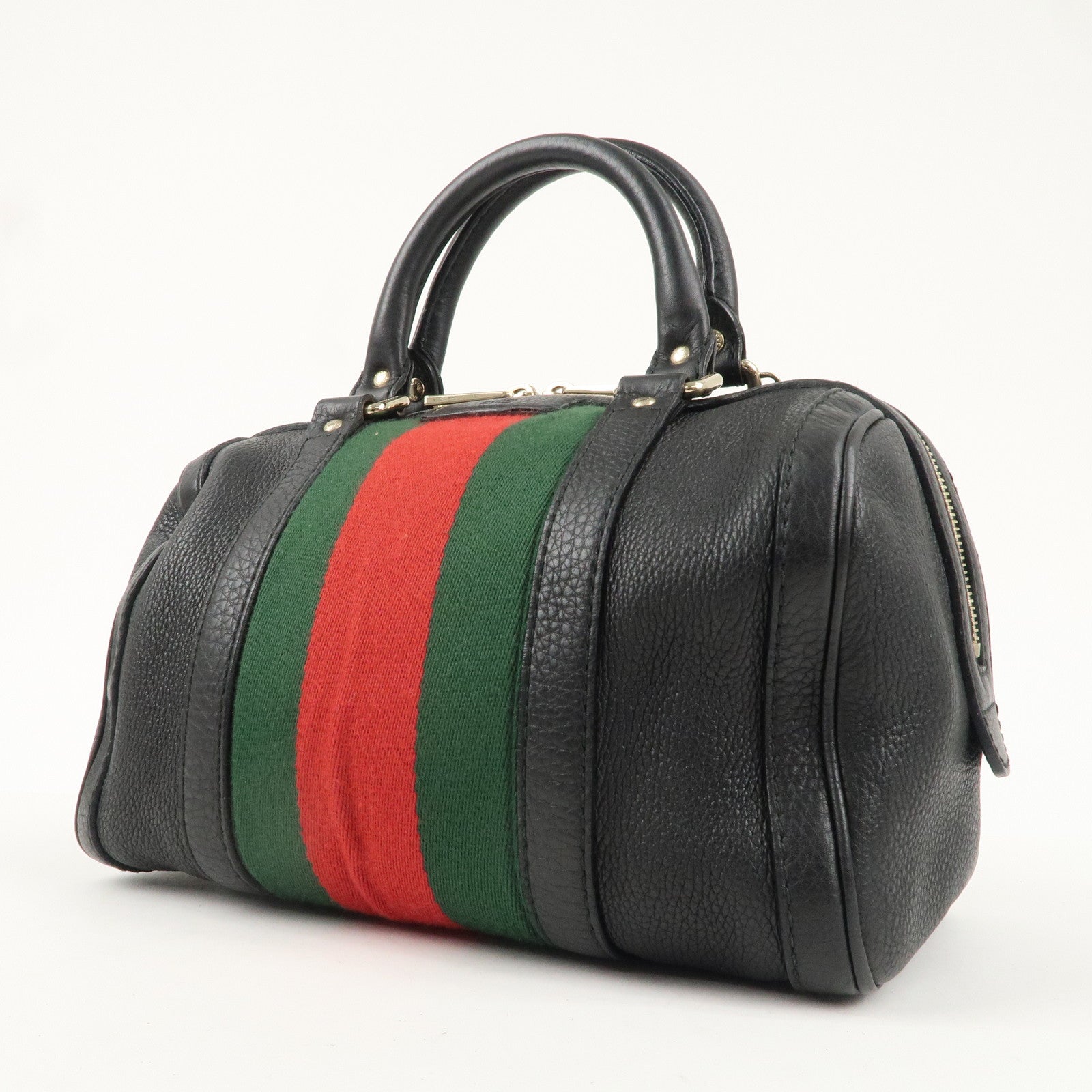 GUCCI Sherry Line Leather 2Way Boston Hand Bag Black 269876