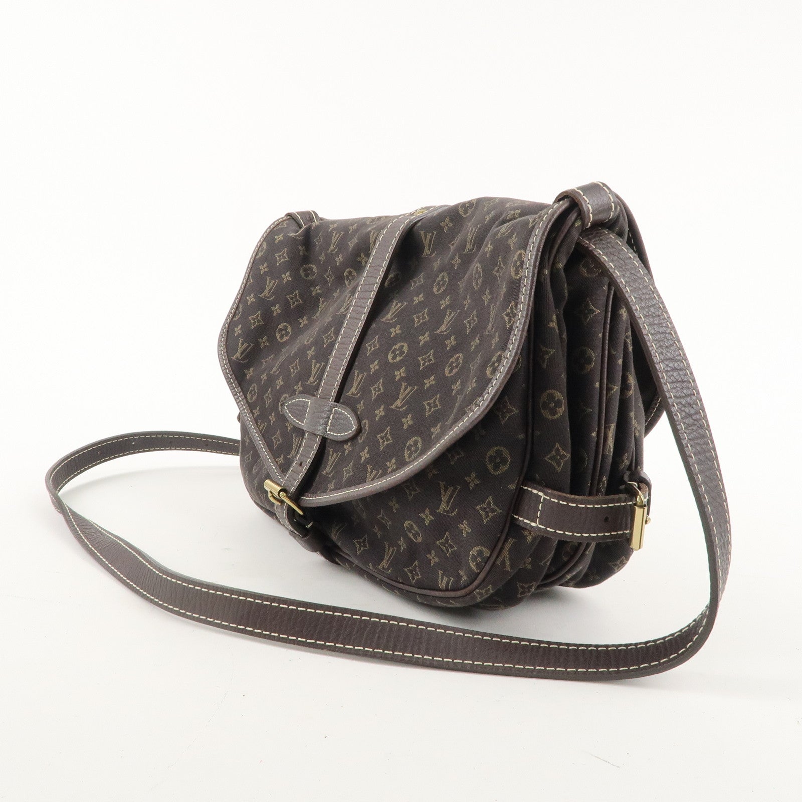 Louis Vuitton Monogram Mini Lin Saumur 30 Ebene Brown M95227