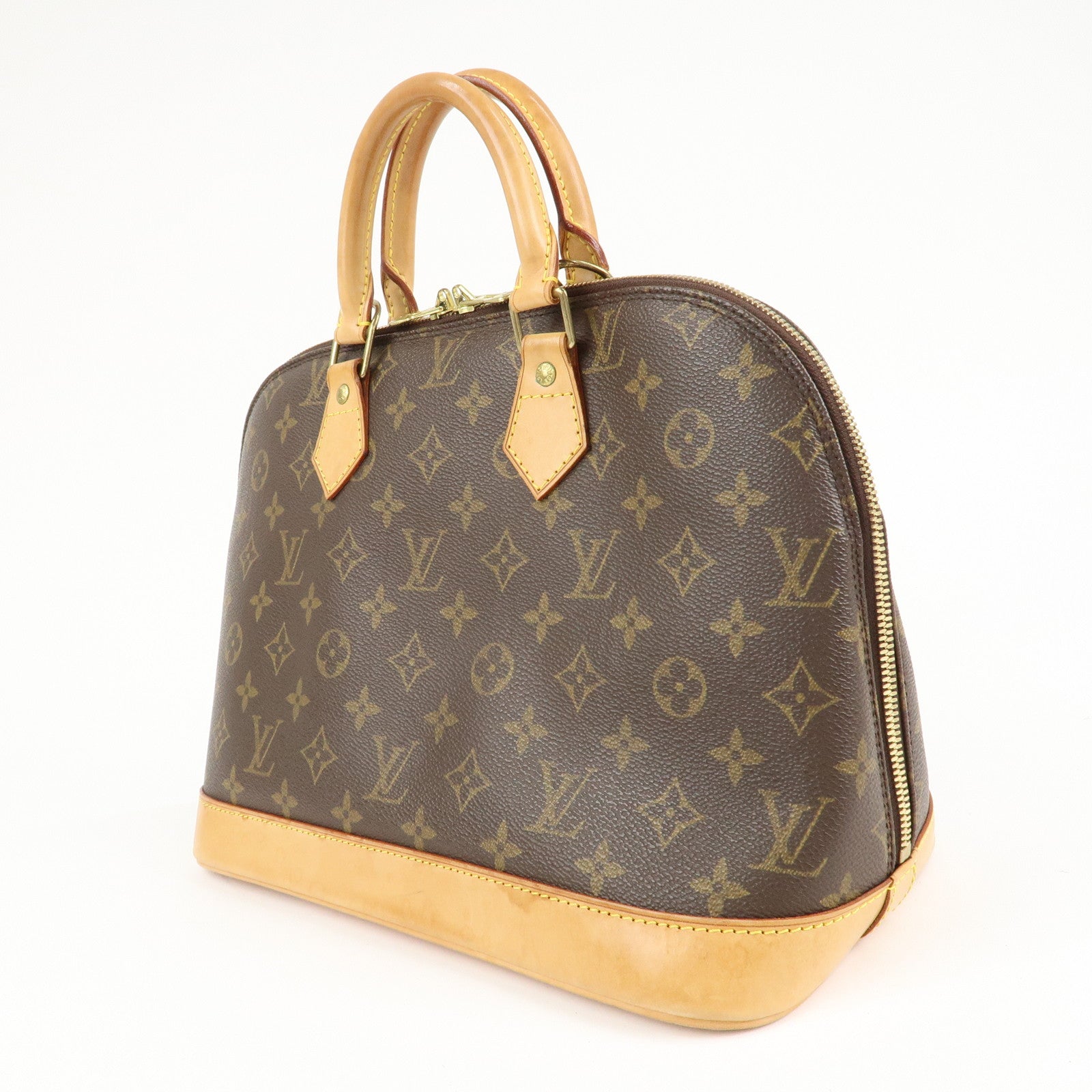 Louis Vuitton Monogram Alma Hand Bag Brown Gold Hardware M51130 Used