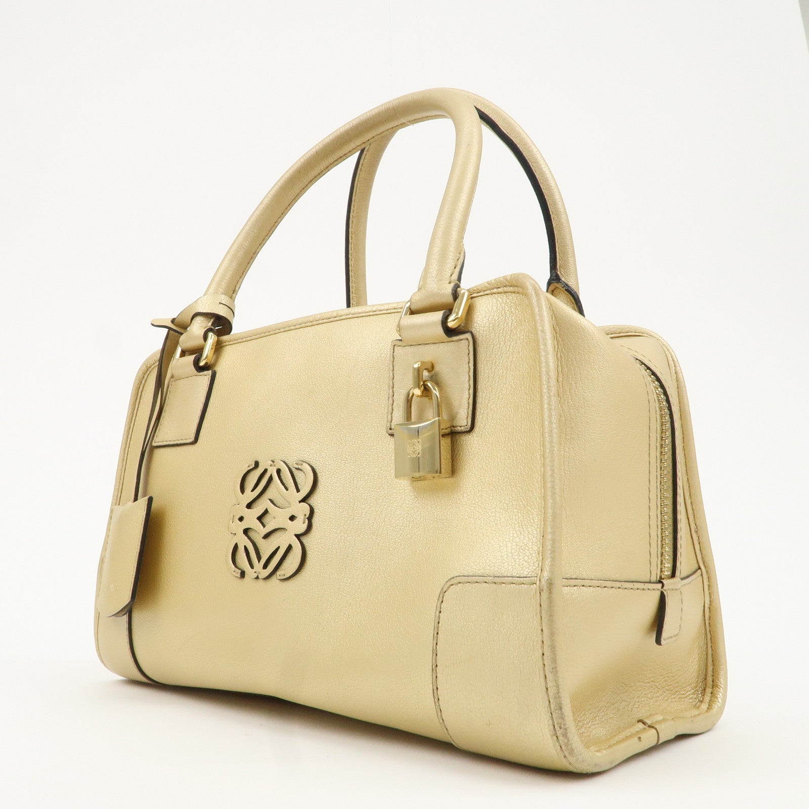 LOEWE Anagram Leather Amazona 28 Hand Bag Gold