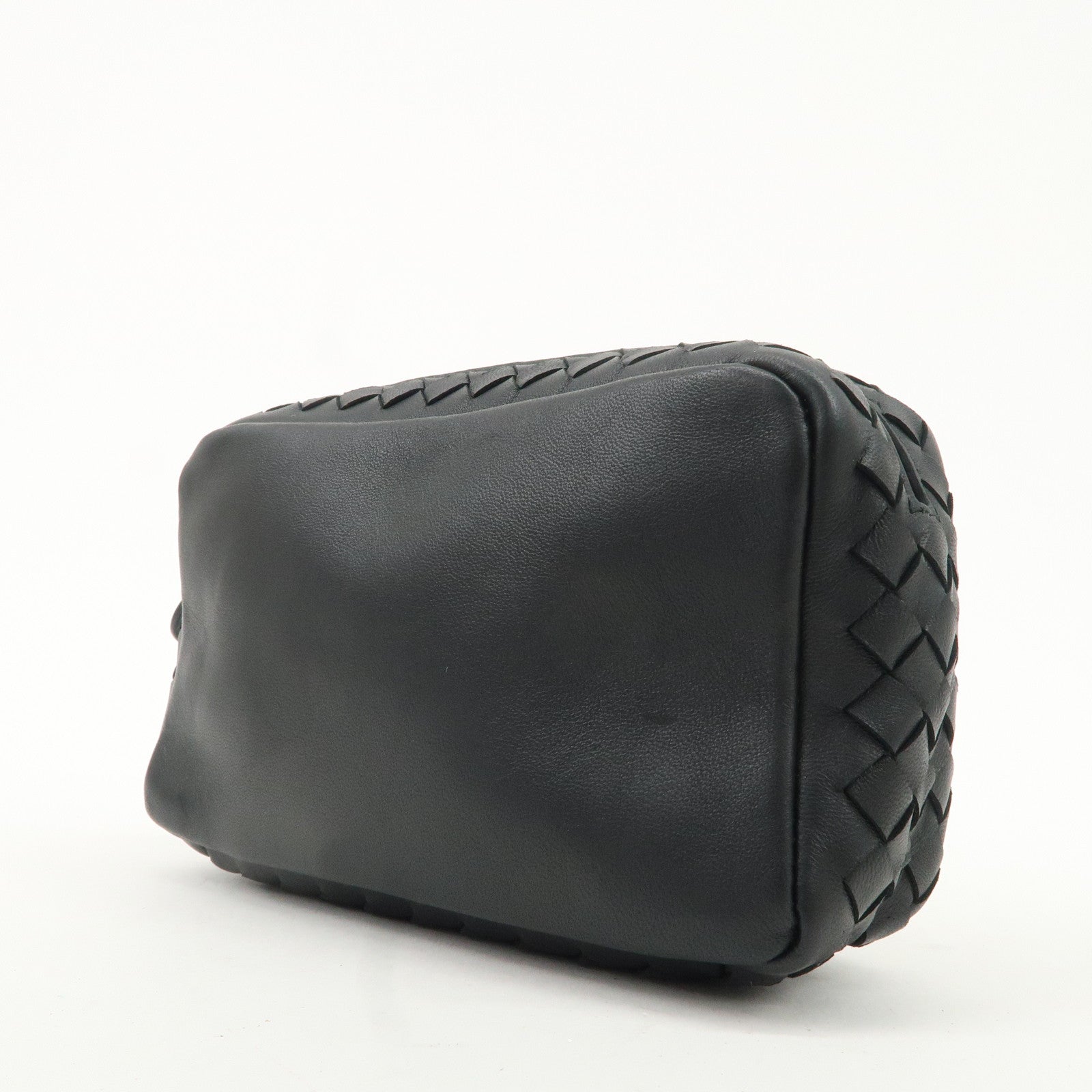 BOTTEGA VENETA Intrecciato Leather Pouch Cosmetic Pouch Black