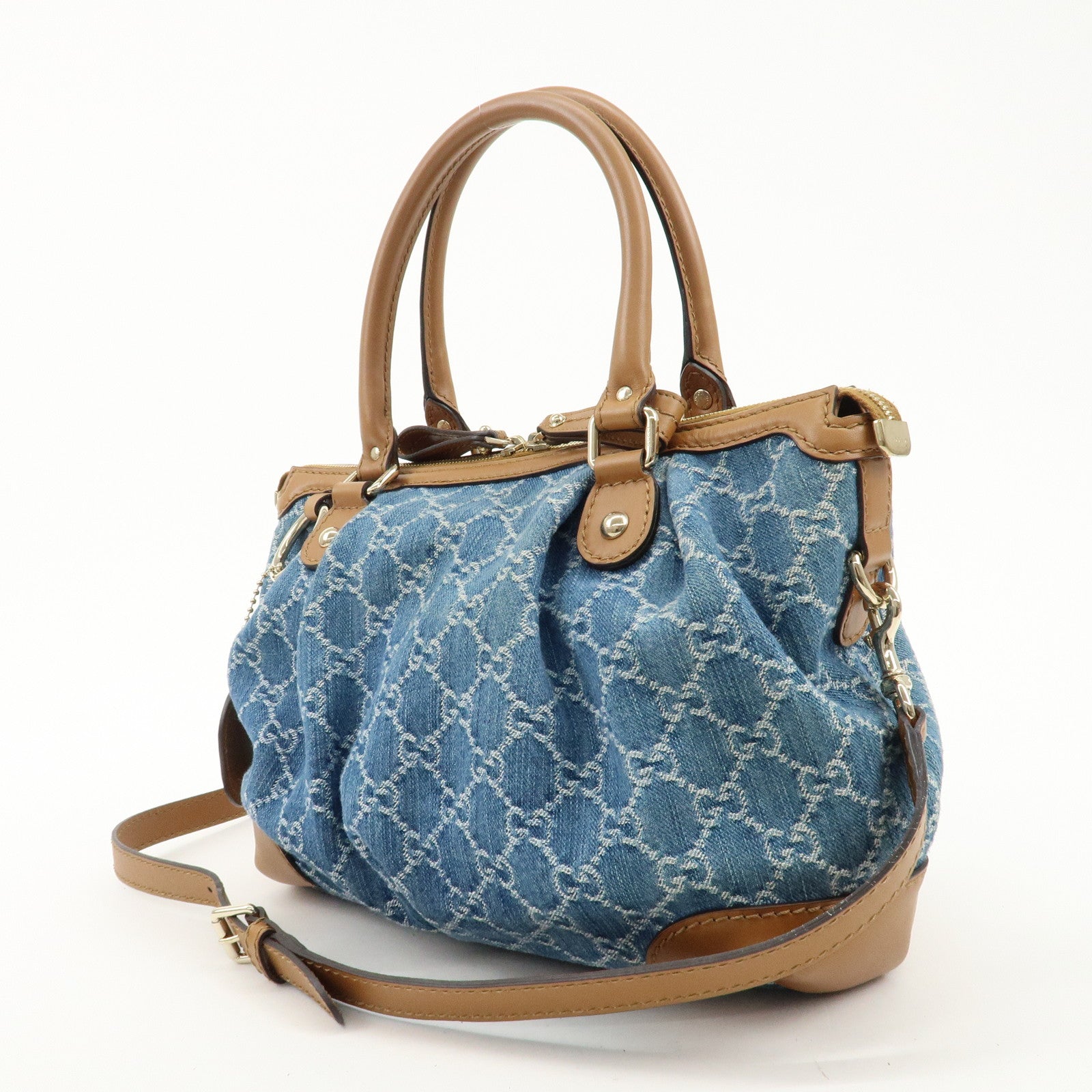 GUCCI Sukey GG Denim Leather 2Way Bag Hand Bag 247902