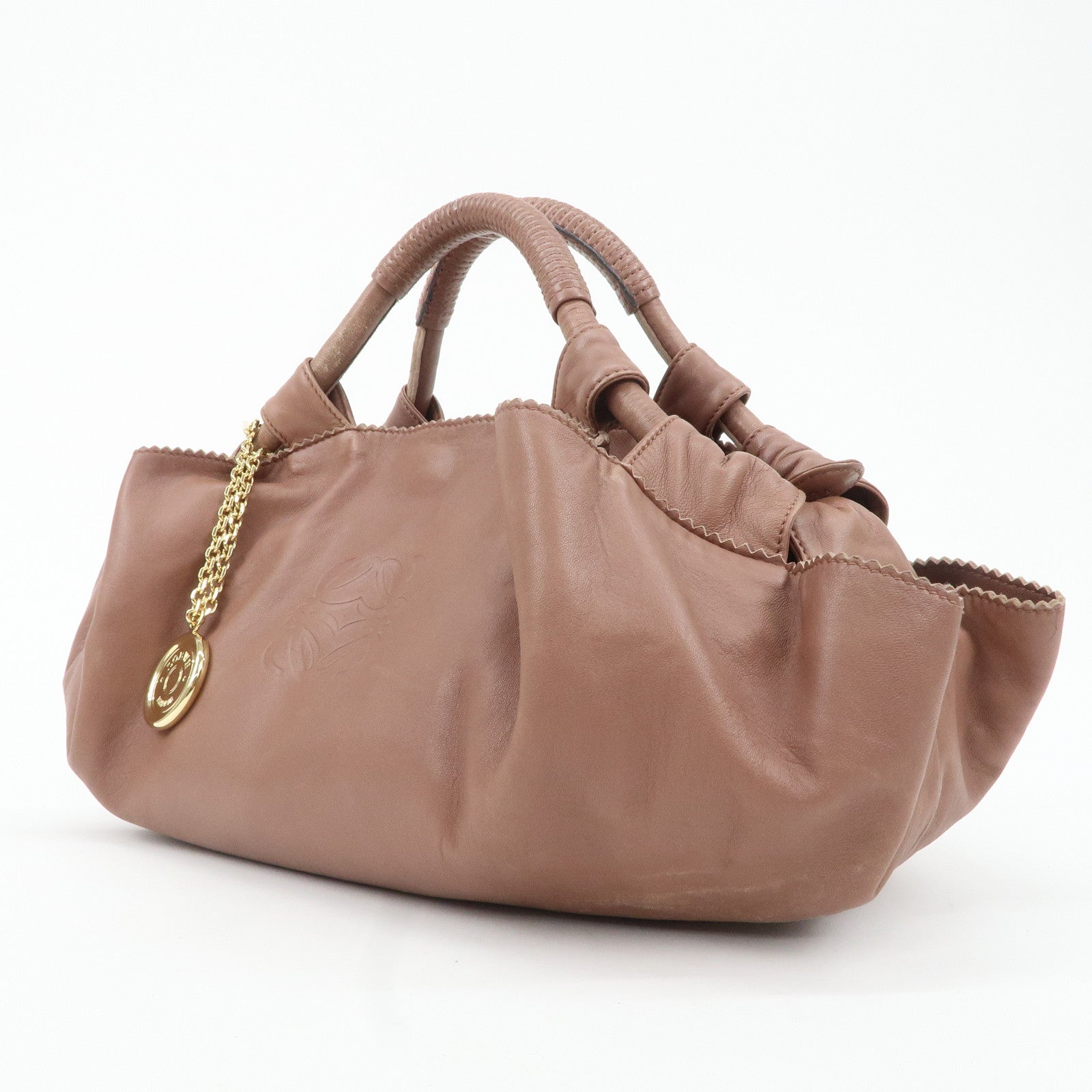 LOEWE Anagram Nappa Aire Leather Hand Bag Pinkbeige Used