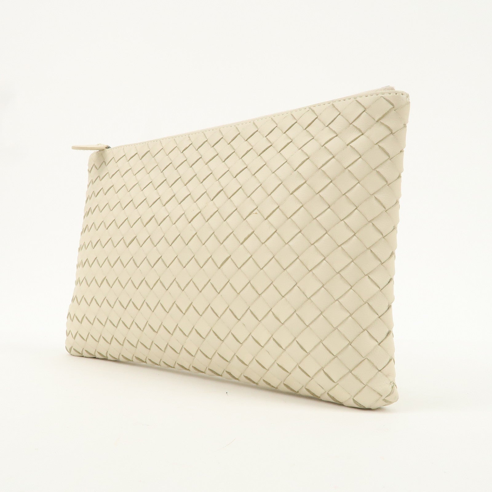 BOTTEGA VENETA Intrecciato Leather Pouch Cosmetic Pouch Ivory