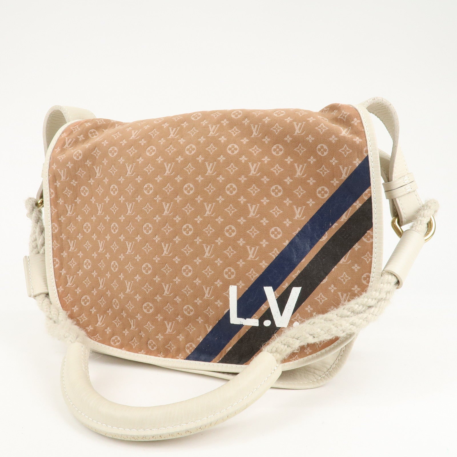 Louis Vuitton Monogram Mini Initial Aman Beige White M40020 Used