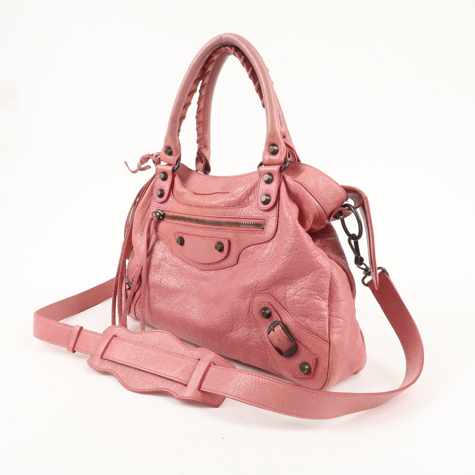 BALENCIAGA The Town Leather 2way Bag Hand Bag Pink 240579