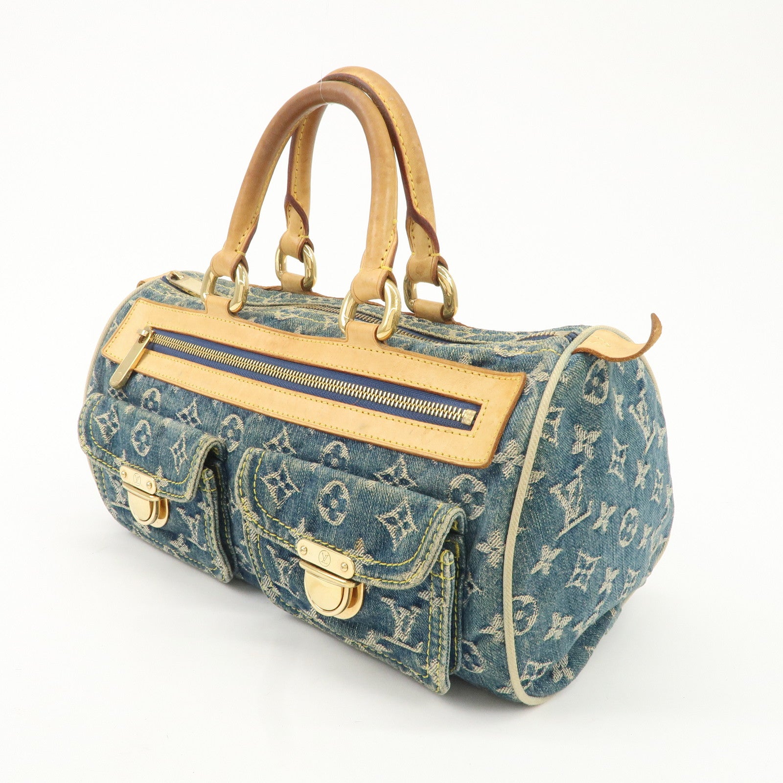 Louis Vuitton Monogram Denim Neo Speedy Boston Bag Blue M95019 Used