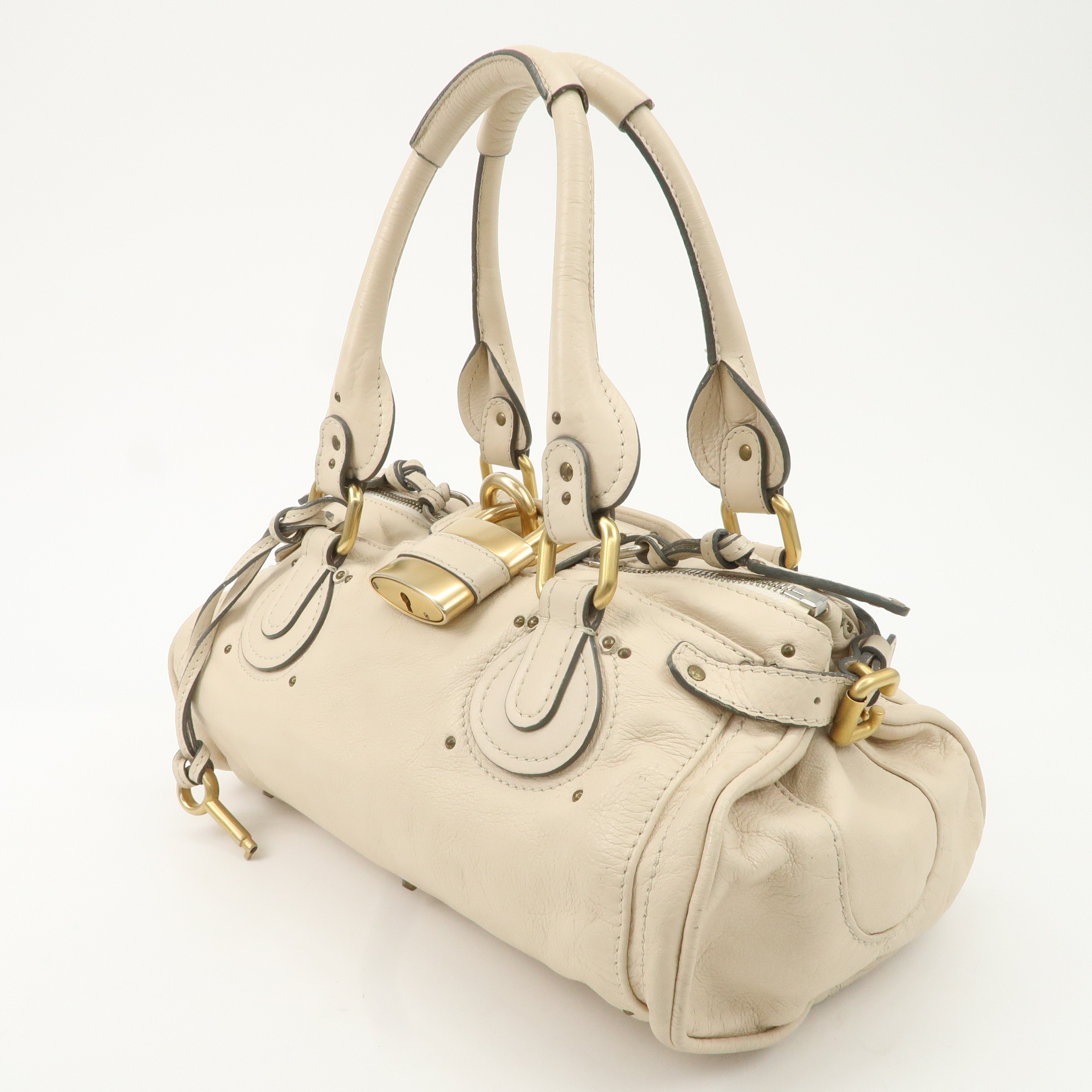 Chloe Paddington Leather Shoulder Bag Hand Bag Ivory Used