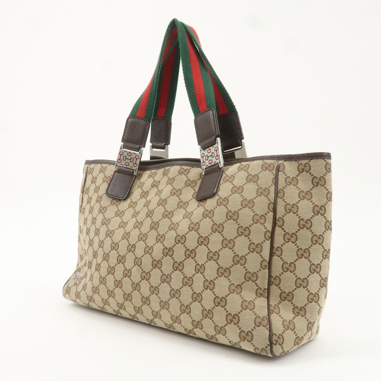 GUCCI Sherry GG Canvas Leather Tote Bag Beige Brown 145758