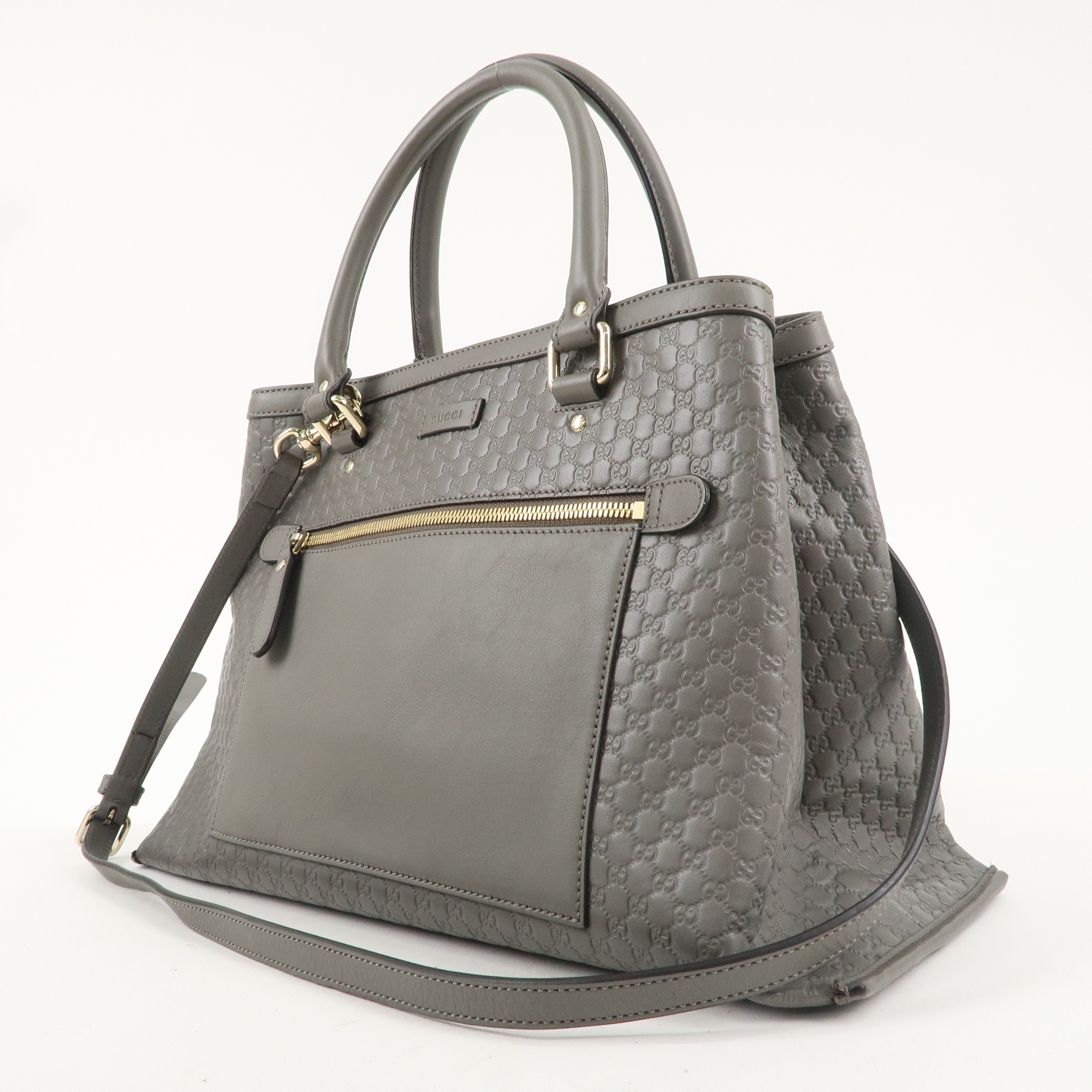 GUCCI Micro Guccissima Leather 2Way Shoulder Tote Bag Gray 510291