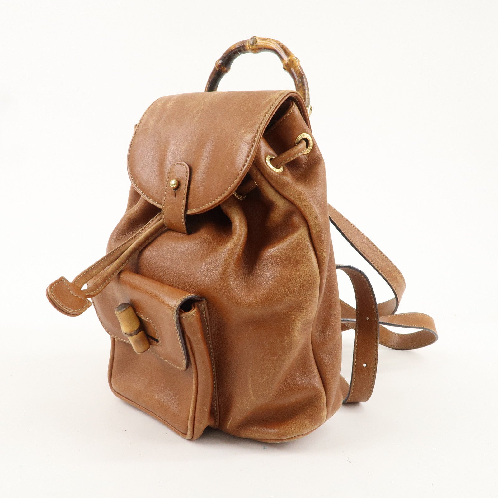 GUCCI Bamboo Leather Ruck Sack Backpack Brown 003.1956.0030