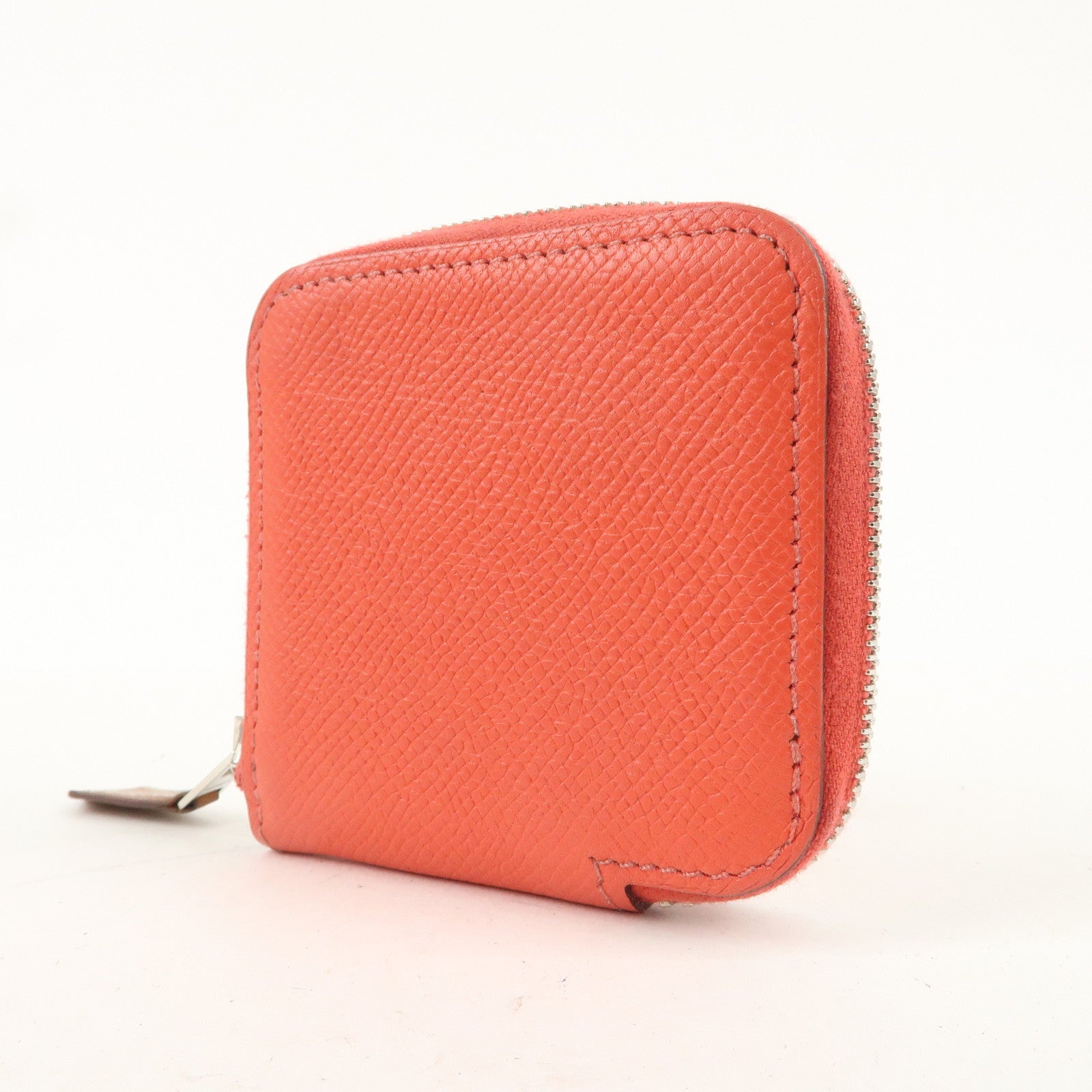 HERMES Leather Azap Silkin Coin Case X Engraved Red