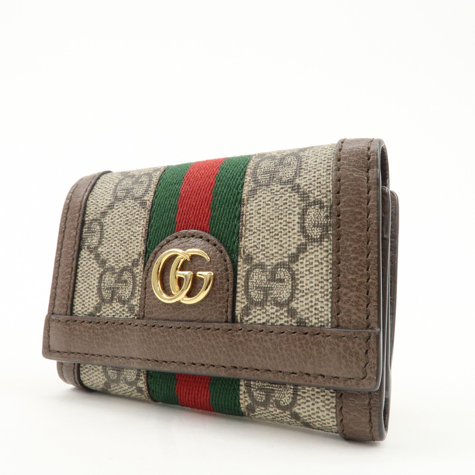 GUCCI Ophidia GG Supreme Leather Tri-Fold Compact Wallet 644334 Used