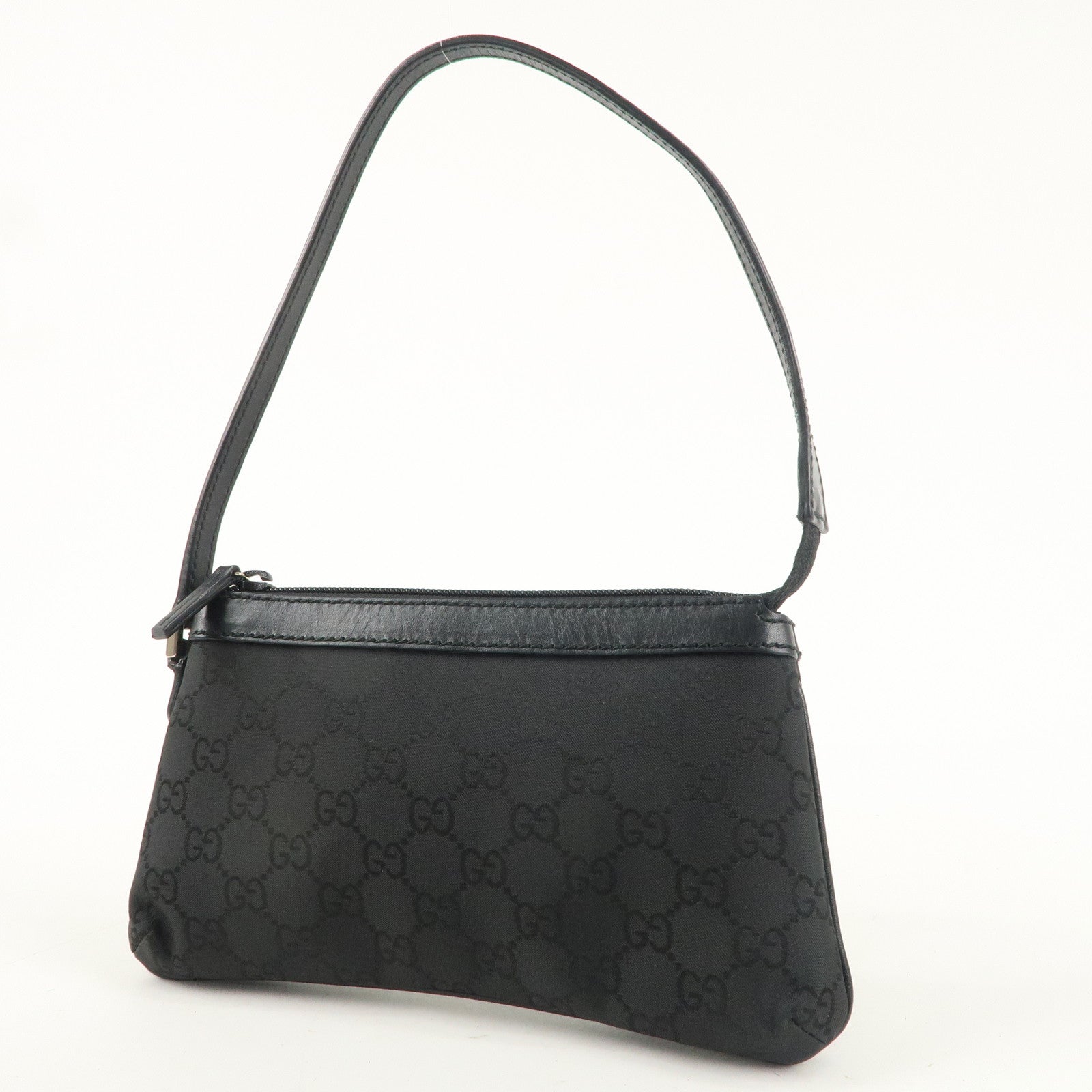 GUCCI GG Nylon Leather Small Shoulder Bag Pouch Black 272381