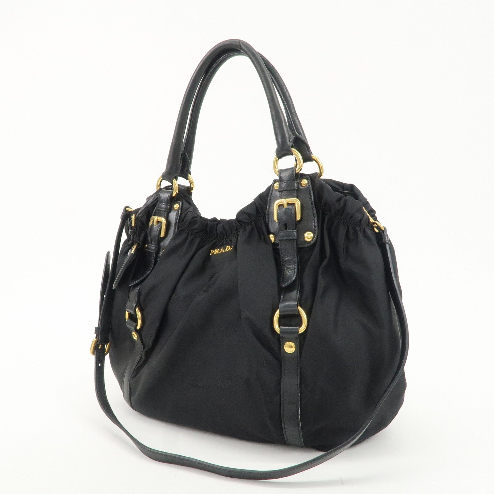 PRADA Nylon Leather 2Way Shoulder Bag Hand Bag Black