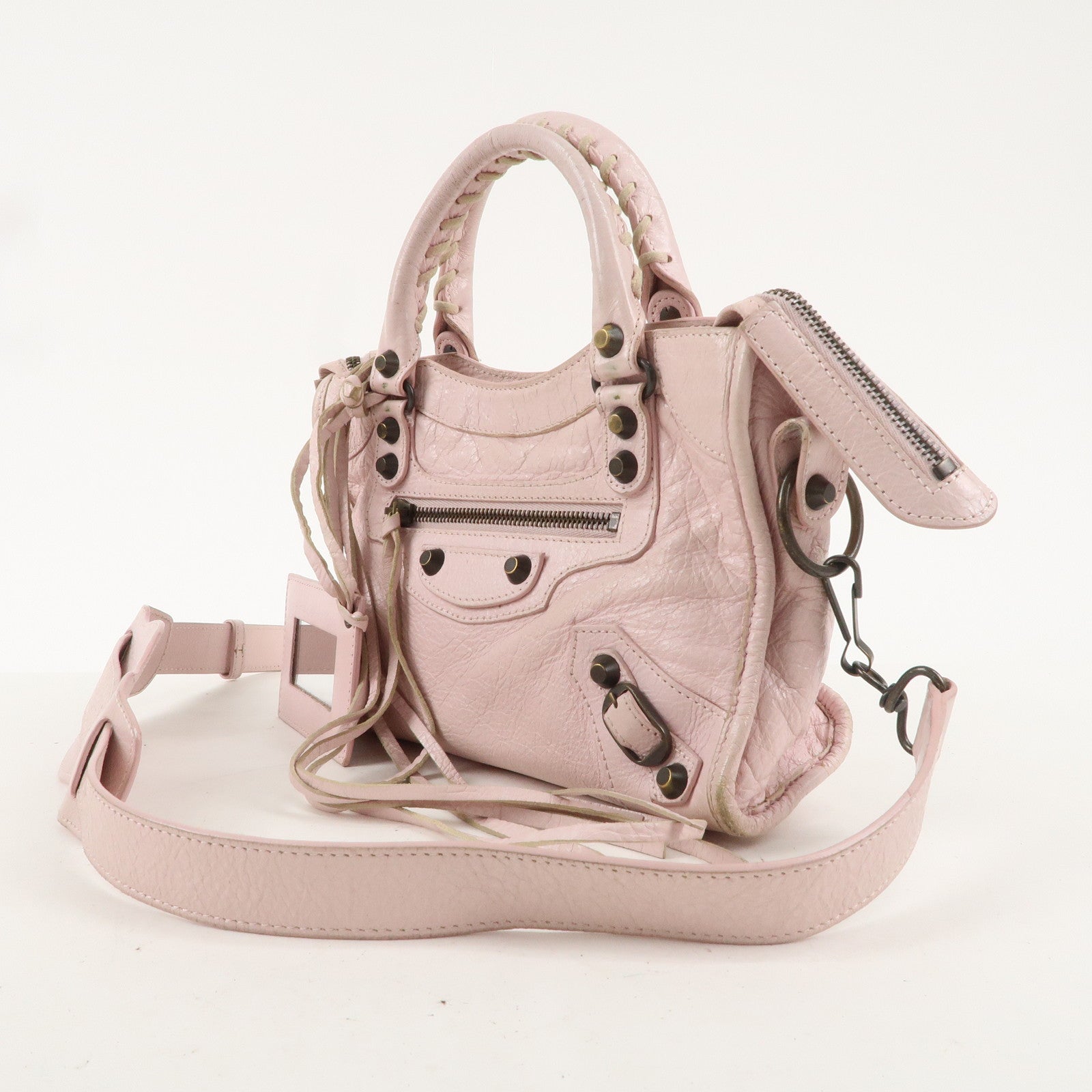 BALENCIAGA Leather Classic Mini City 2Way Bag Light Pink 300295