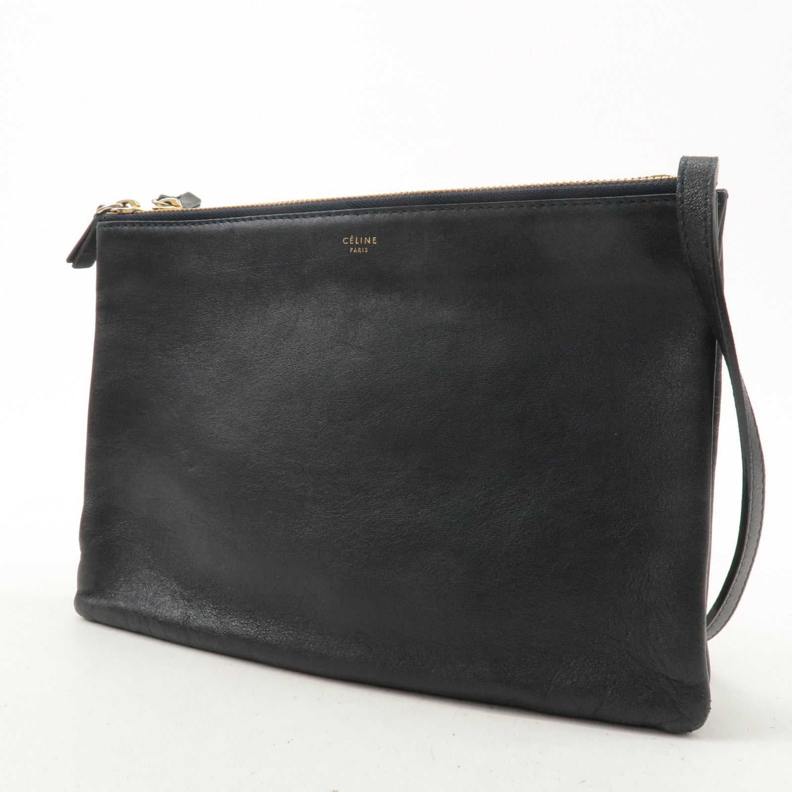 CELINE Leather Trio Large Shoulder Bag Balck