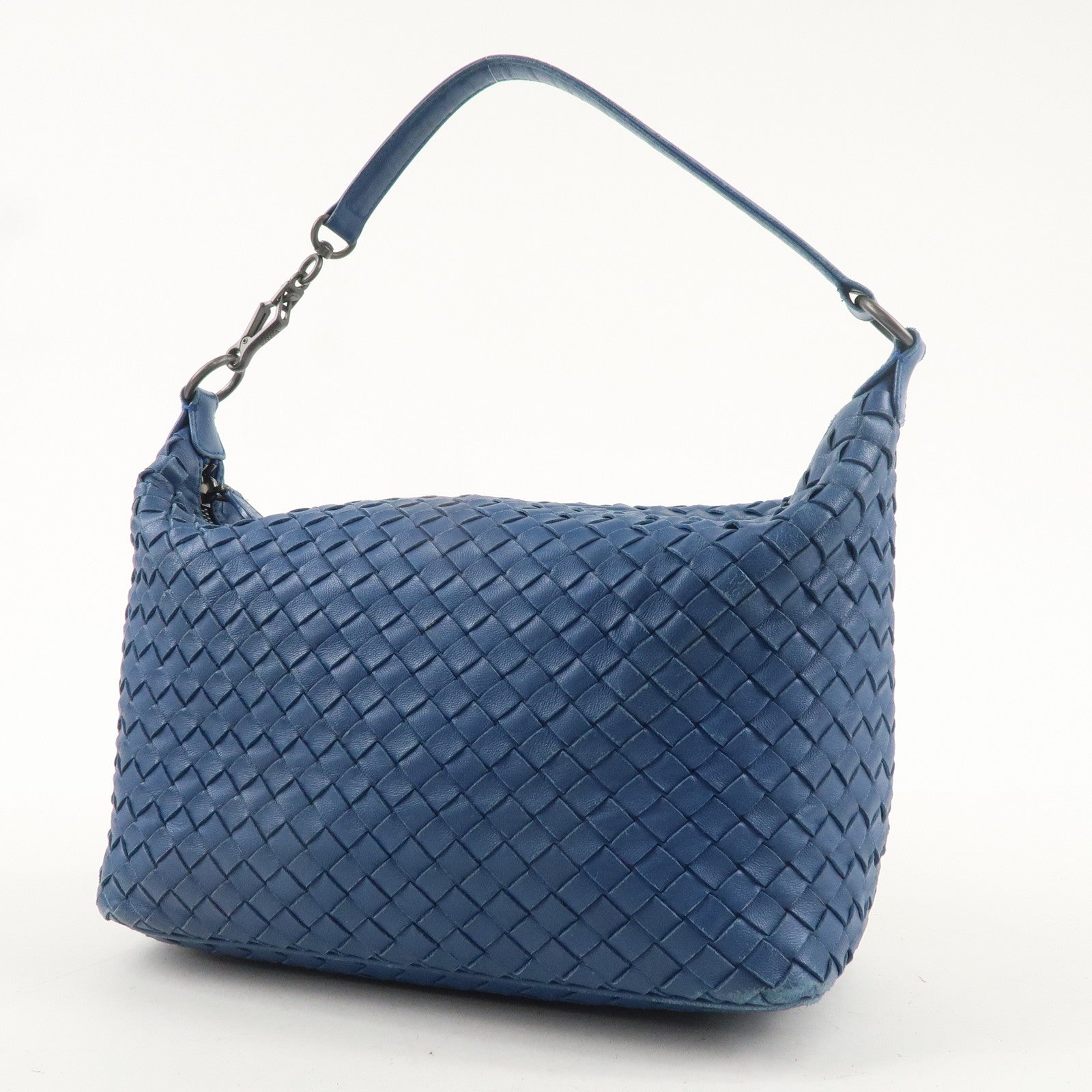 BOTTEGA VENETA Intrecciato Leather Shoulder Bag Blue 239988