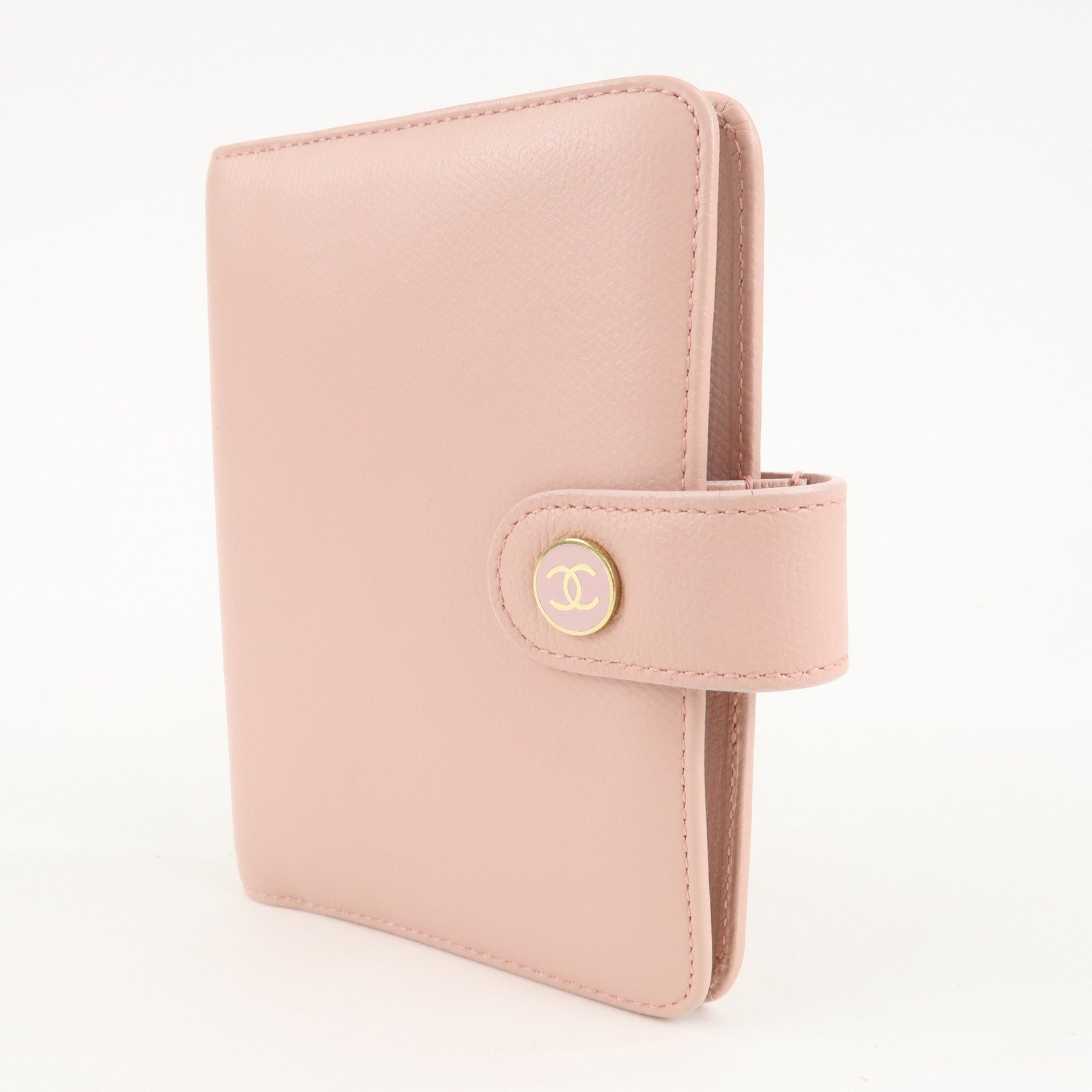 CHANEL Leather Planner Cover Pink Gold Hardware Used