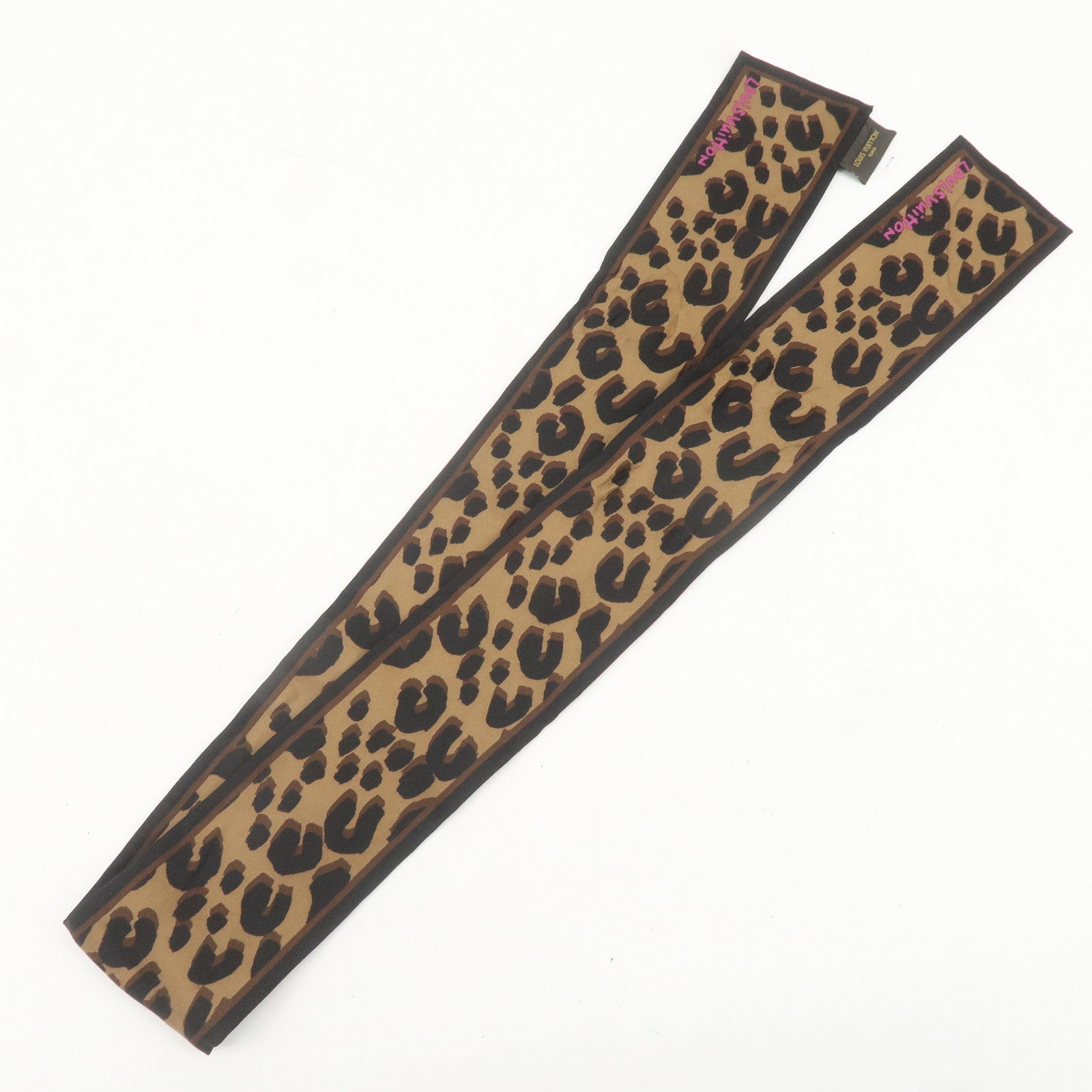 Louis Vuitton Bandeau Leopard 100% Silk Scarf Black M72394