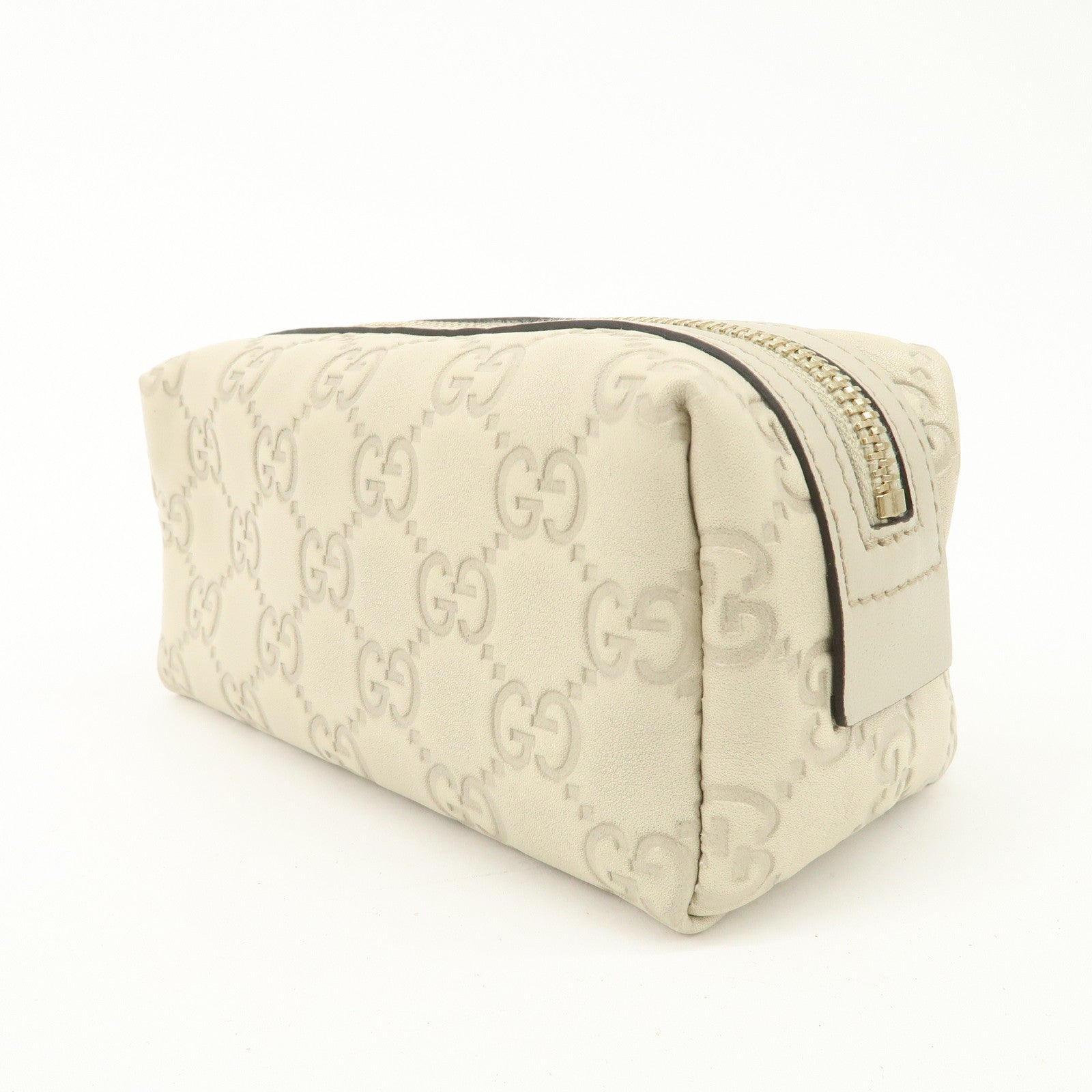 GUCCI Guccissima Leather Pouch Cosmetic Pouch Purse Ivory 153228 Used