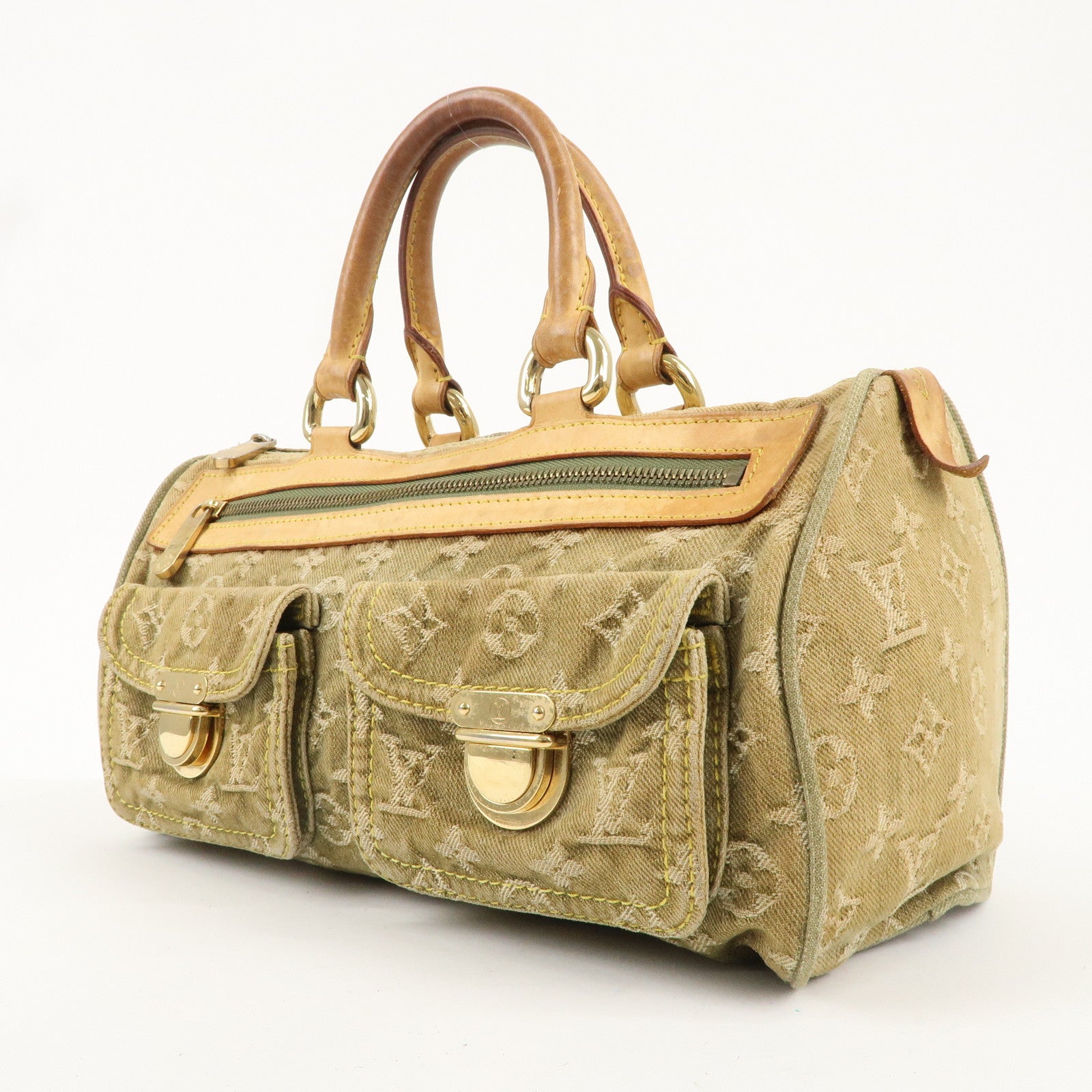 Louis Vuitton Monogram Denim Neo Speedy Boston Bag Khaki M95215