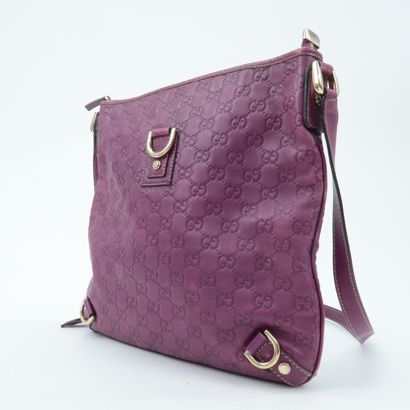 GUCCI Abbey Guccissima Leather Shoulder Bag Purple 131326 Used