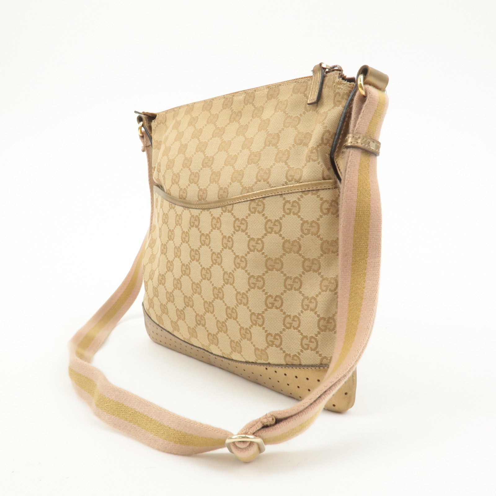 GUCCI Sherry GG Canvas Leather Shoulder Bag 145857