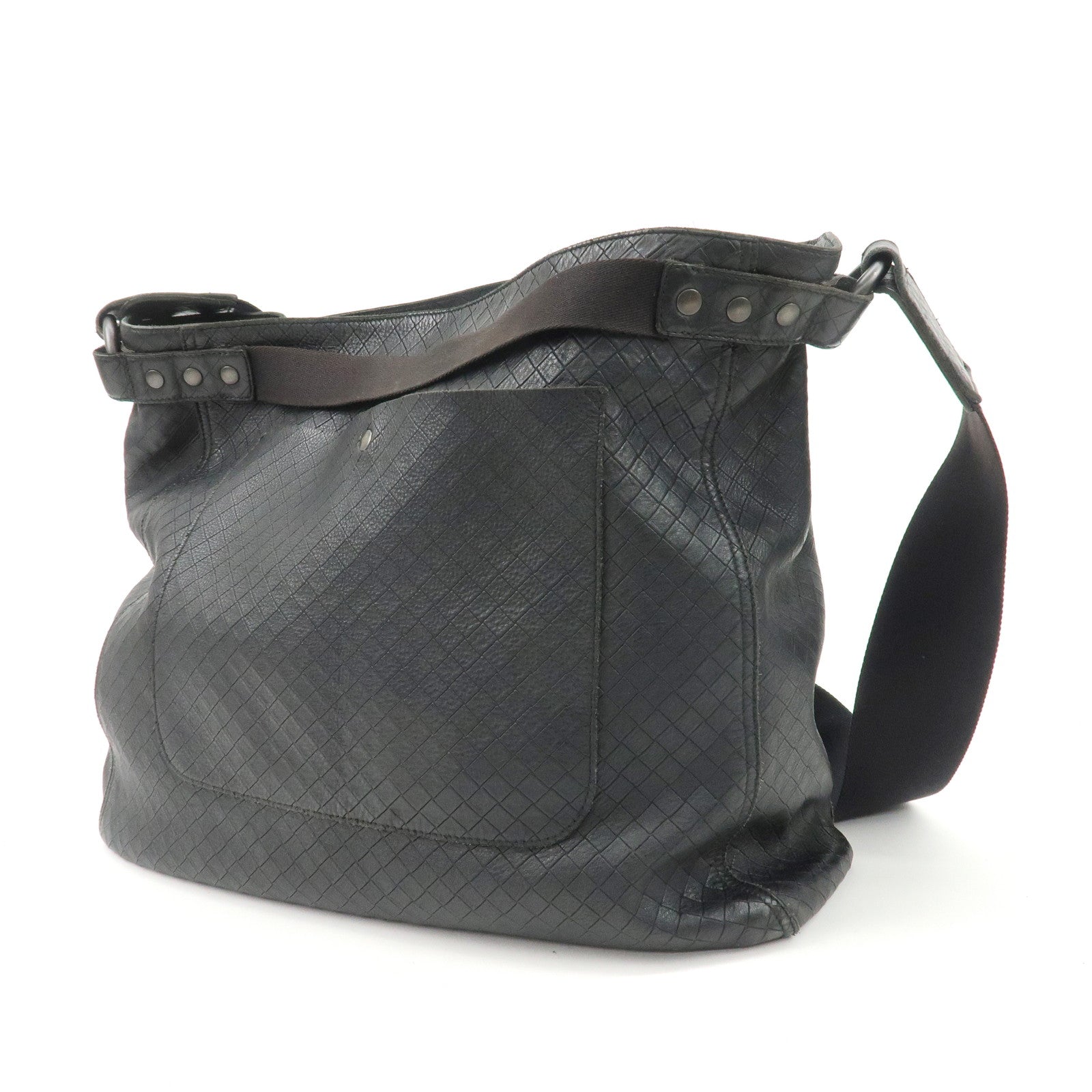 BOTTEGA VENETA Intrecciato Mirage Leather Shoulder Bag Black