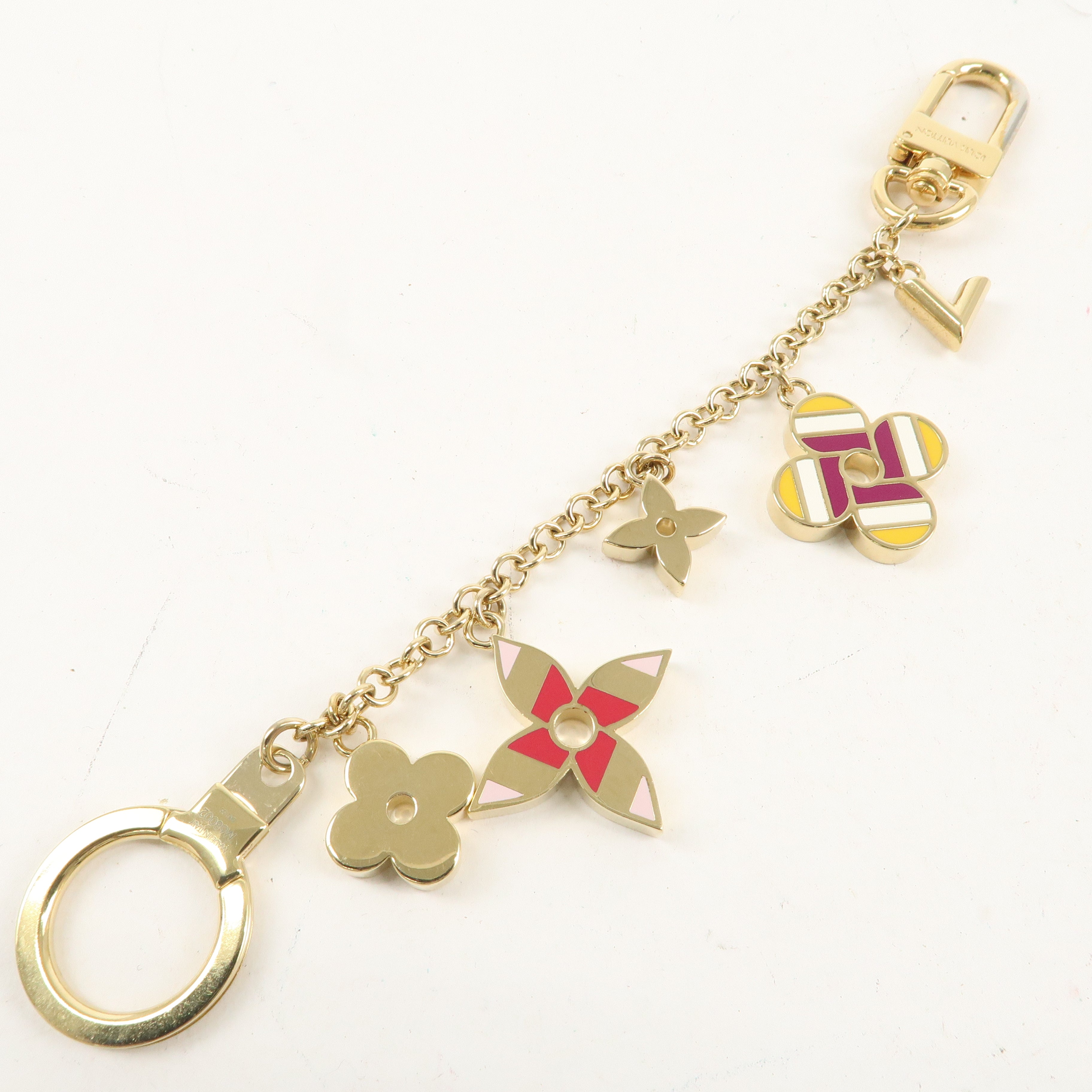 Louis Vuitton Chain Pop Flower Bag Charm Yellow Gold M68002