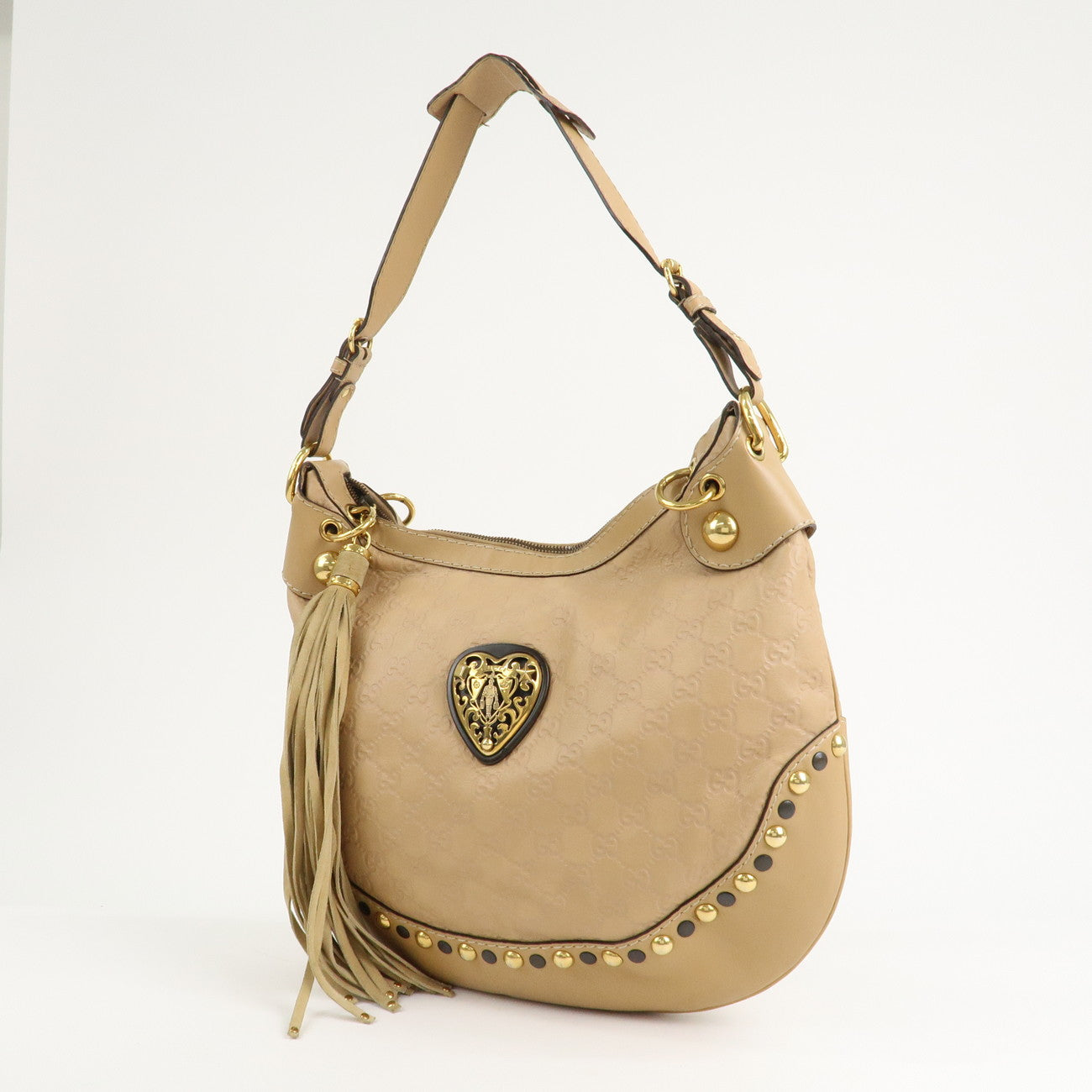 GUCCI Guccissima Leather Shoulder Bag Hand Bag Beige 211965