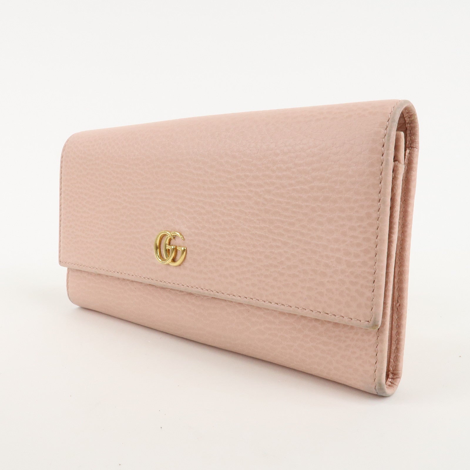 GUCCI Petit Marmont Leather Bi-fold Long Wallet Pink 456116