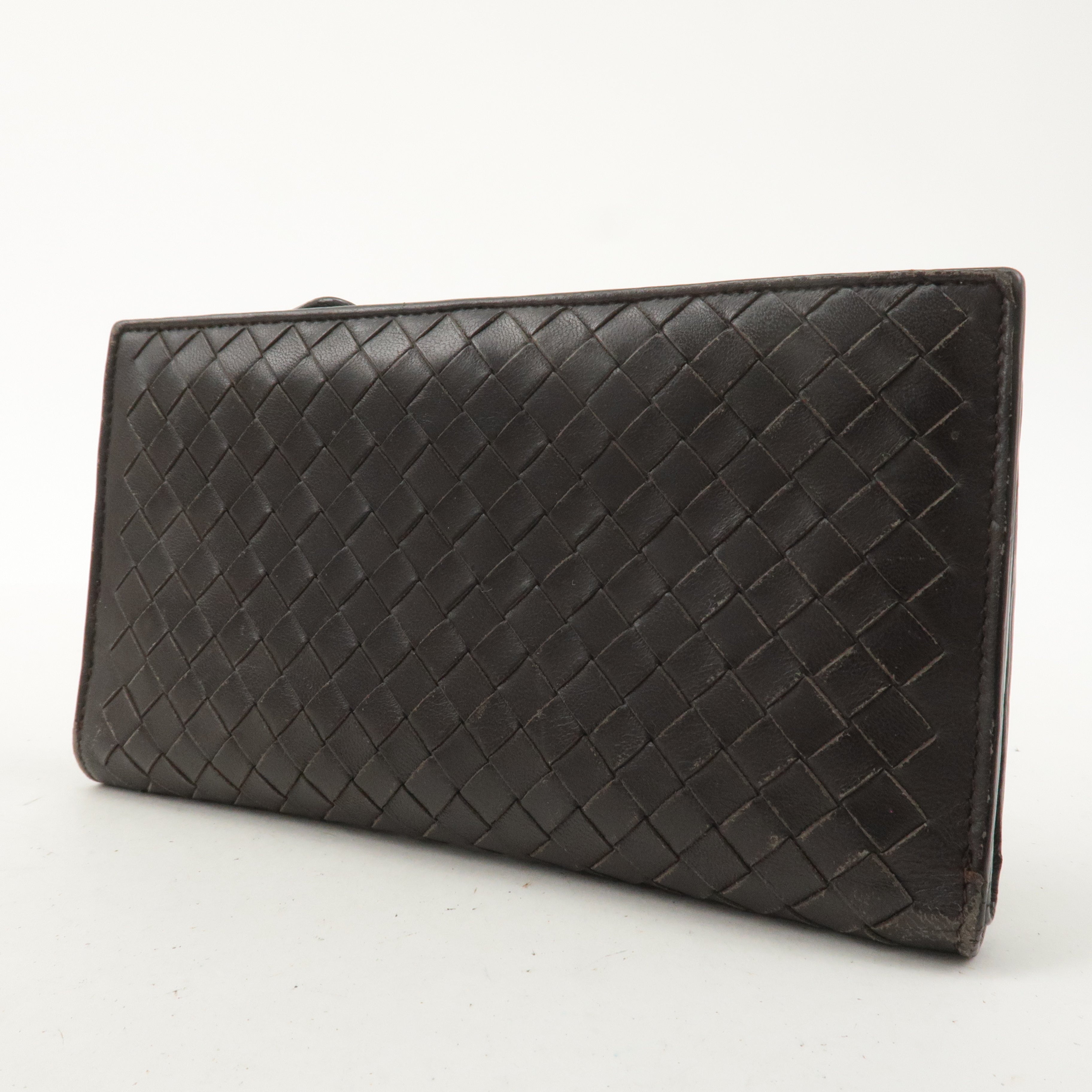 BOTTEGA VENETA Set of 2 Intrecciato Leather Wallet Black Brown